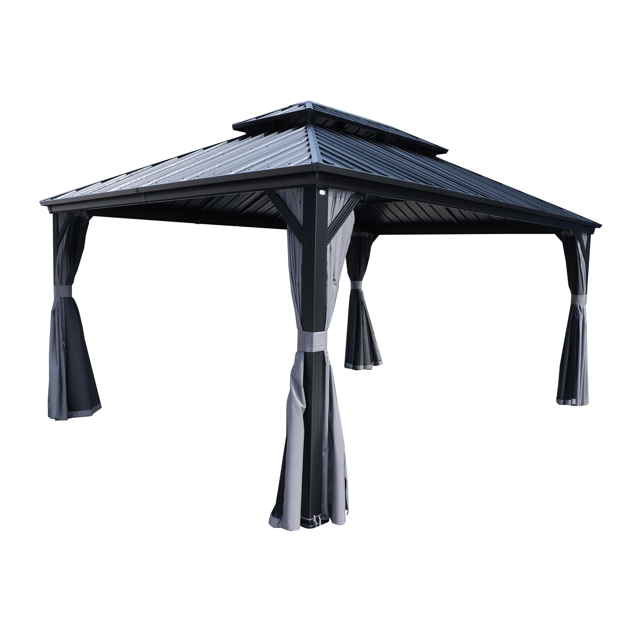 Kozyard 12-ft x 16-ft Gazebos Square Gray Metal Aluminum Roof Gazebo ...