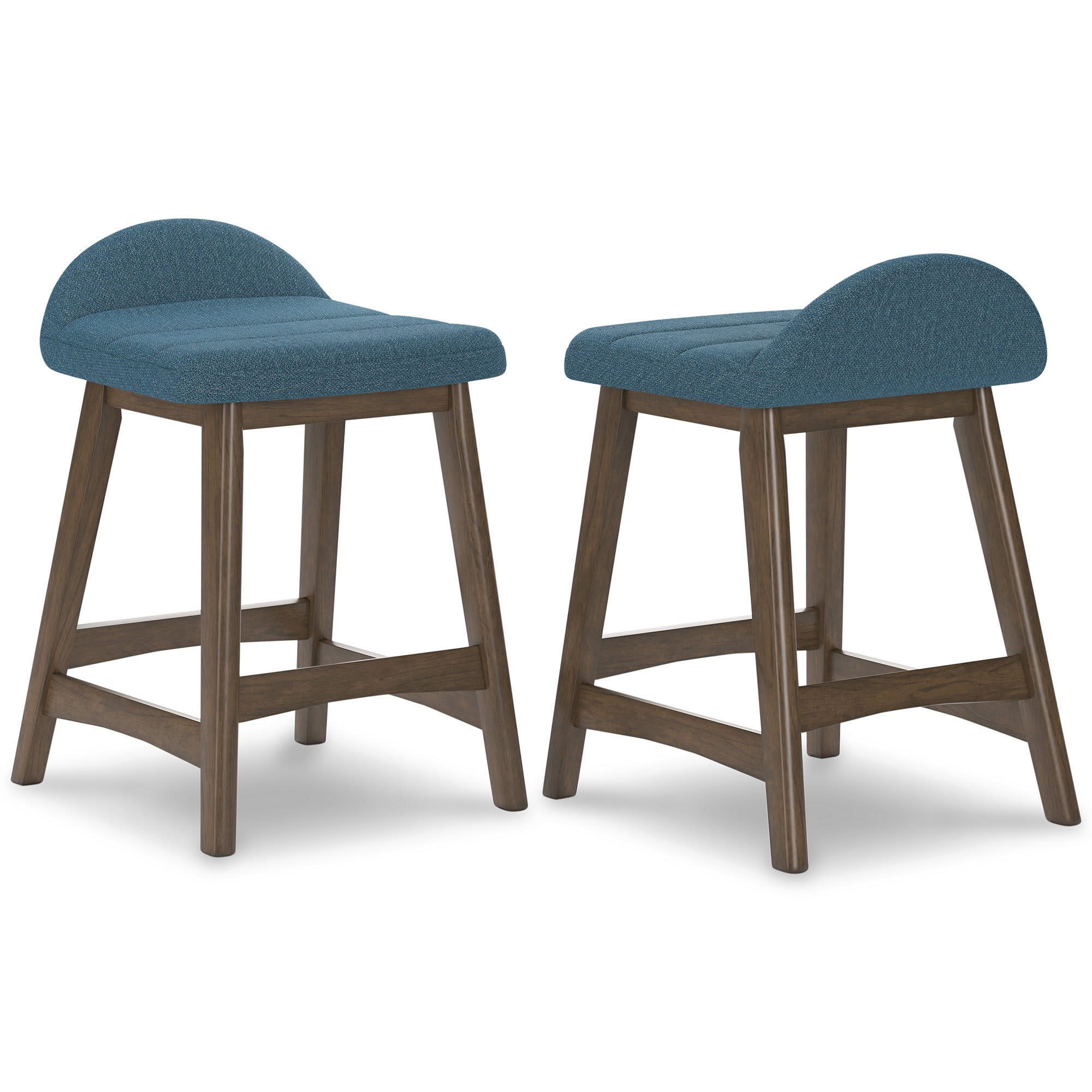 Lyncott Blue Counter Height Barstool with Solid Hardwood Frame and Foam Cushion