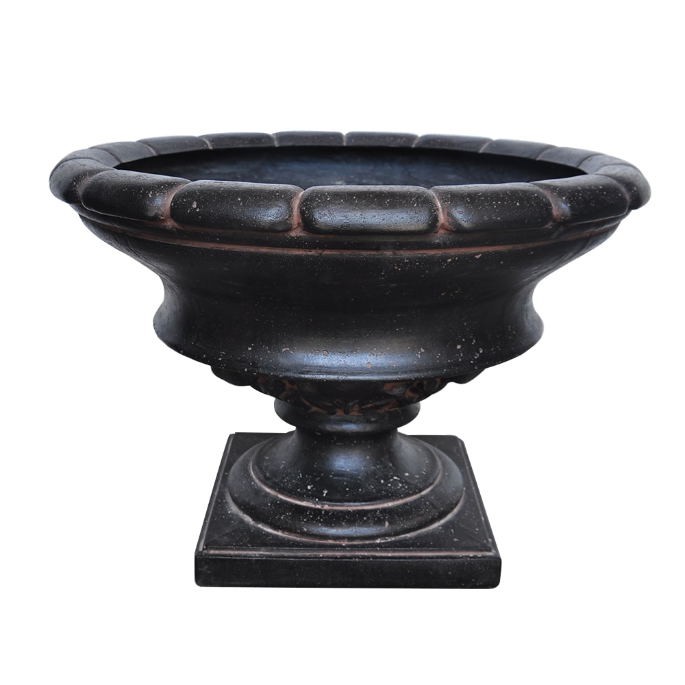 MPG Planters PF7440AC Round 24-in W x 17-in H x Black Stone Outdoor Planter