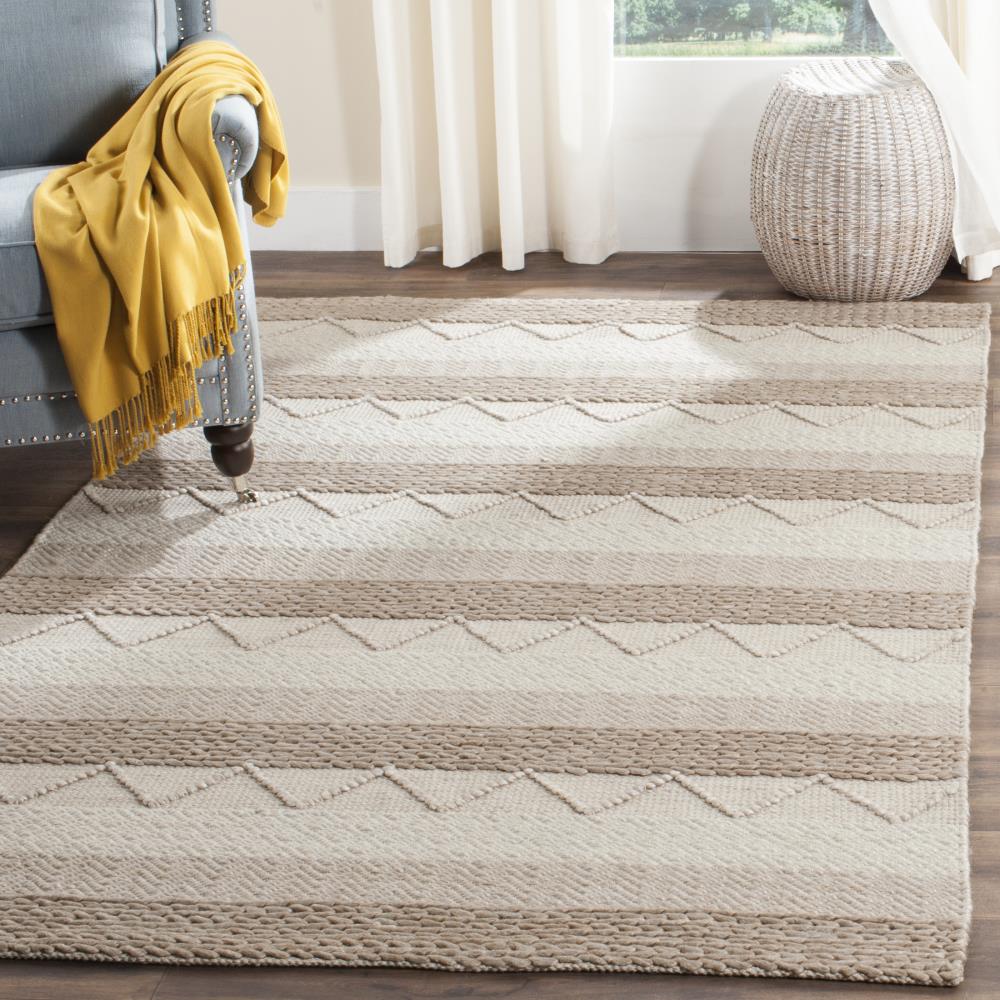 Ivory and Gray Hand-Tufted Wool Geometric Area Rug
