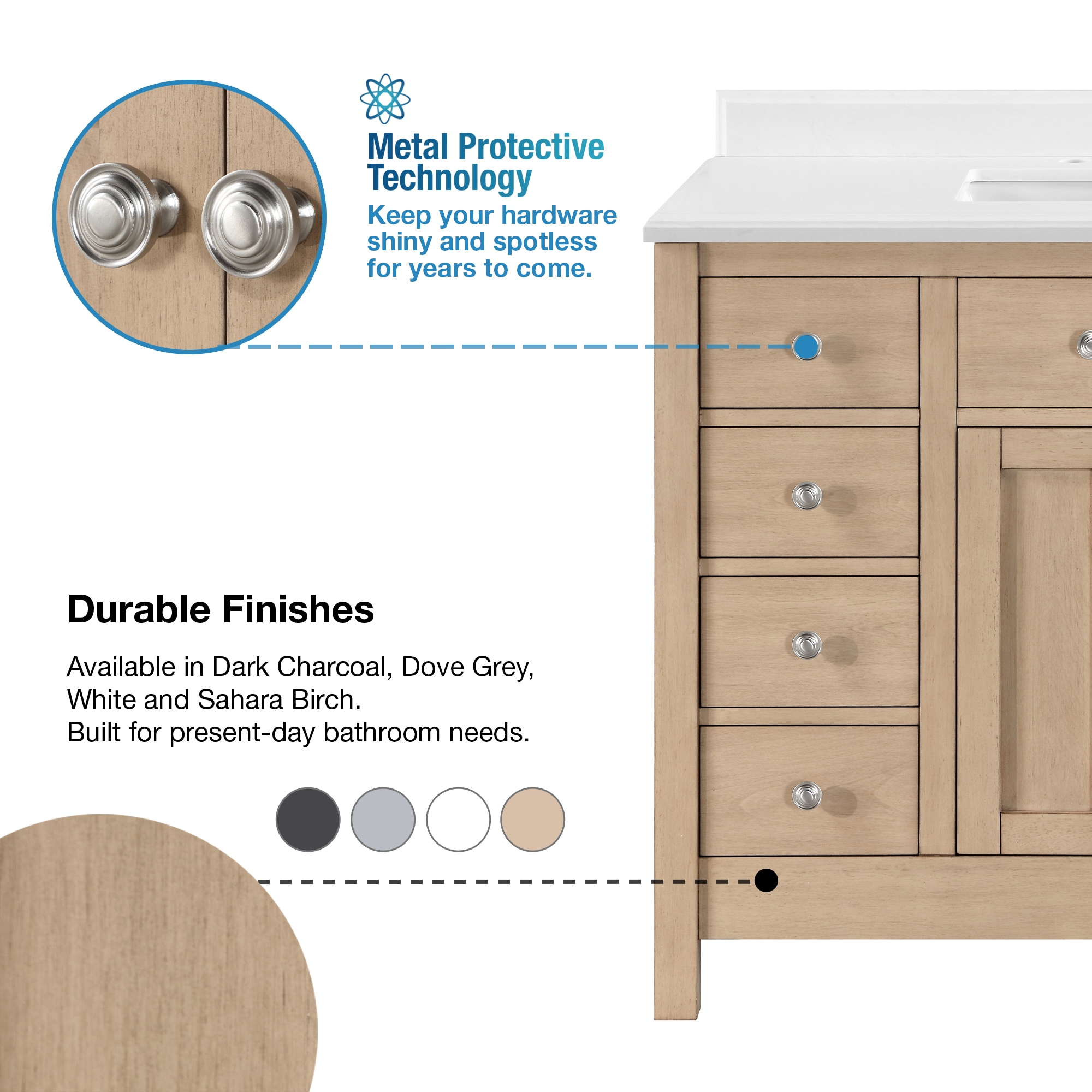 OVE Decors Newcastle 42-in Sahara Birch Undermount Single Sink Bathroom ...