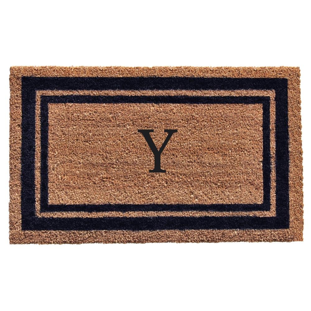 Callowaymills 153001830Y 18-in x 30-in Natural/Dark Blue Coir/Vinyl Non-Slip Grip Indoor or outdoor Decorative Door Mat