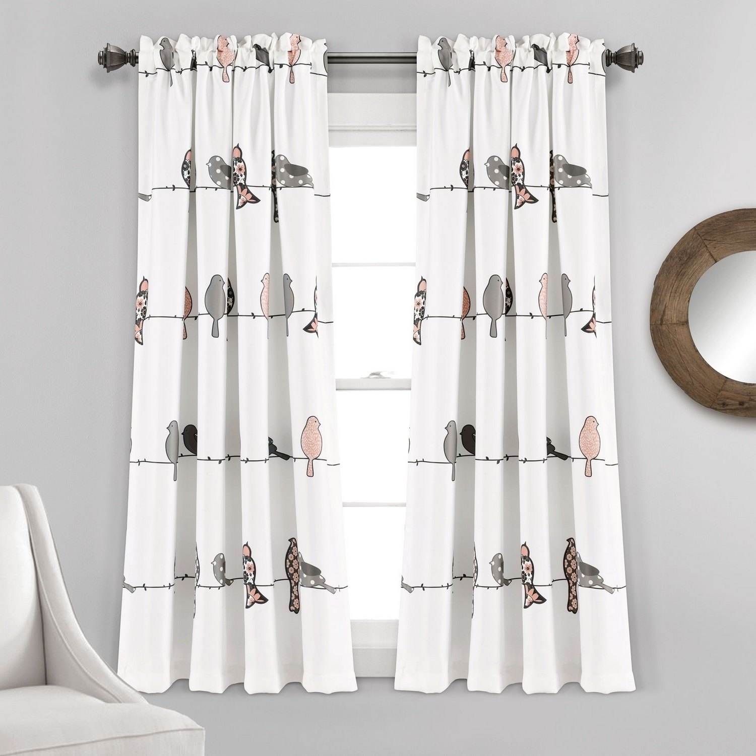 Lush Decor 16T003357 63-Inches Blush Light filtering Rod pocket Curtain panel pair