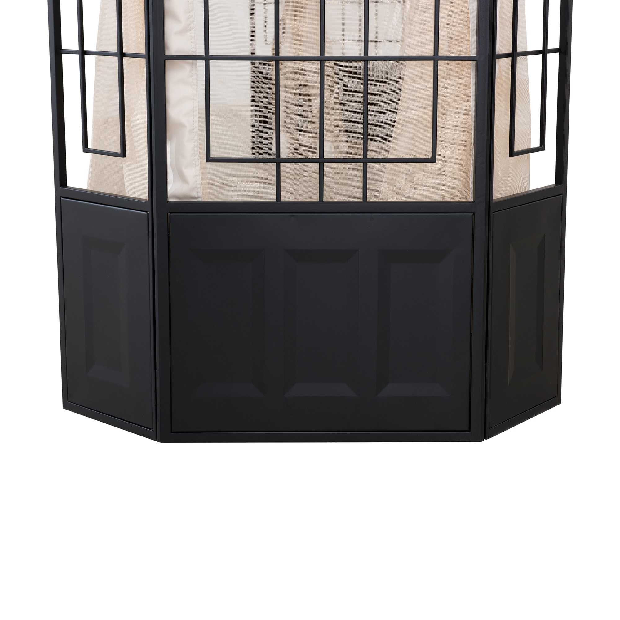 Sunjoy Beige Canopy Black Steel Frame Octagon Gazebo with Mosquito Netting