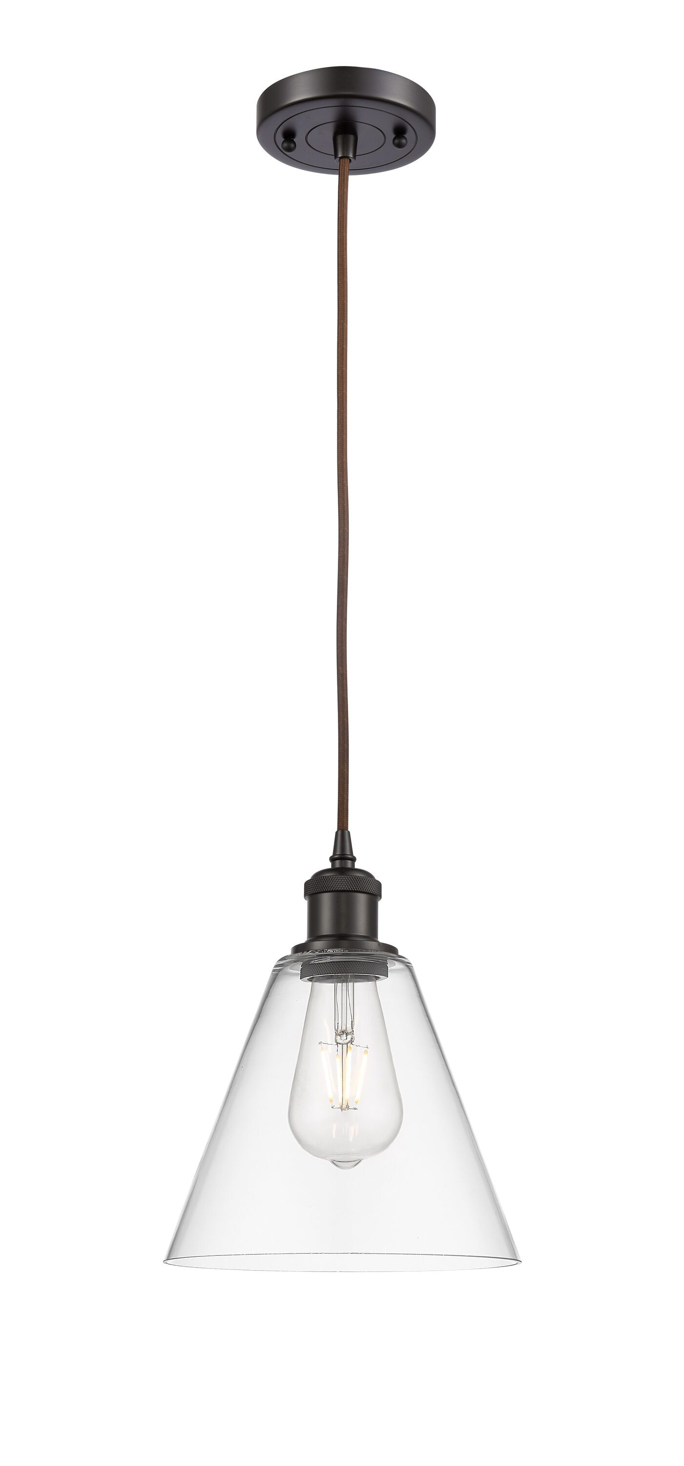 Ballston 8" Clear Glass Mini Pendant with Polished Nickel and Bronze