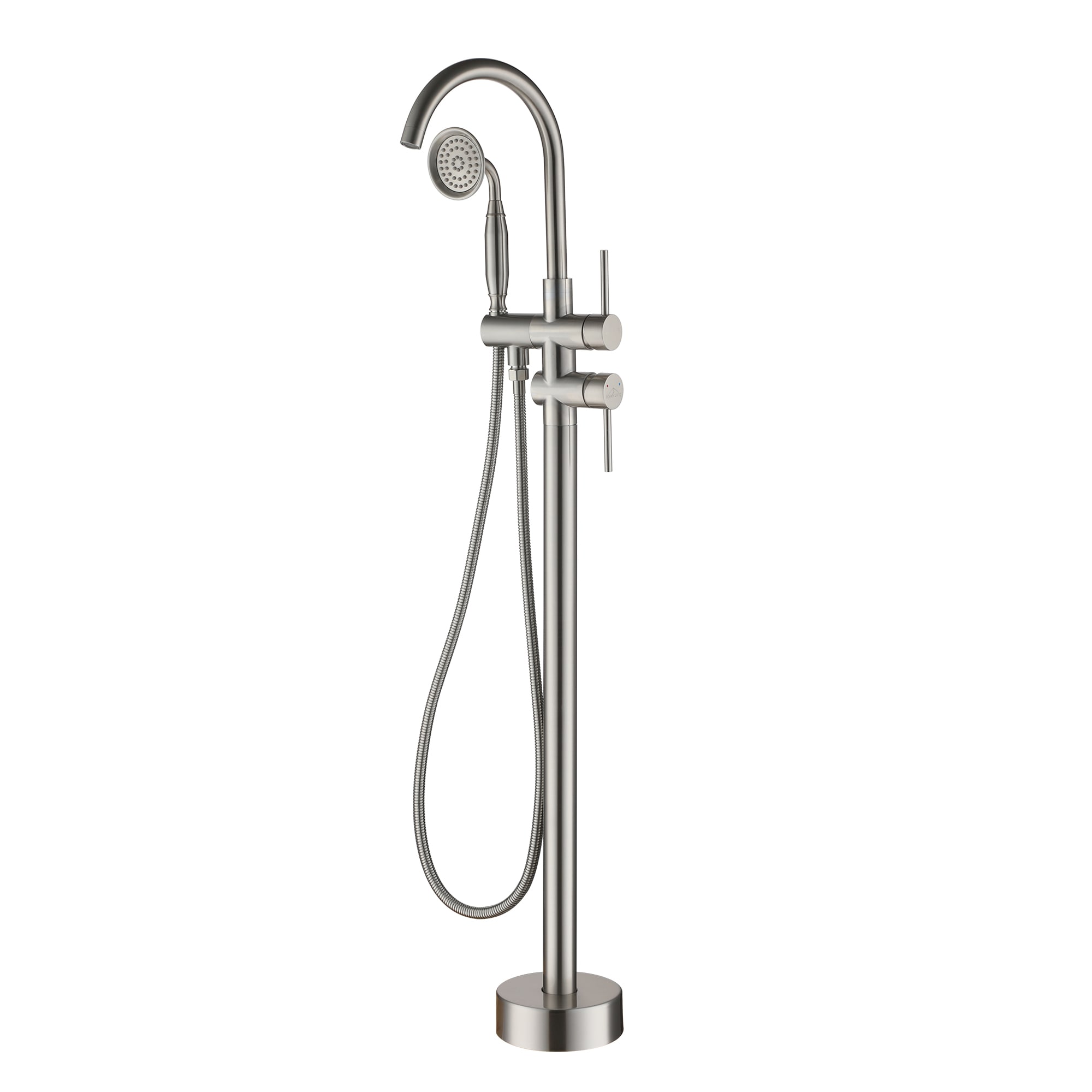 Clihome CHMS-BN-1515-2 Brushed Nickel 2-handle Freestanding Swivel Bathtub Faucet with Hand Shower ( Valve Included )