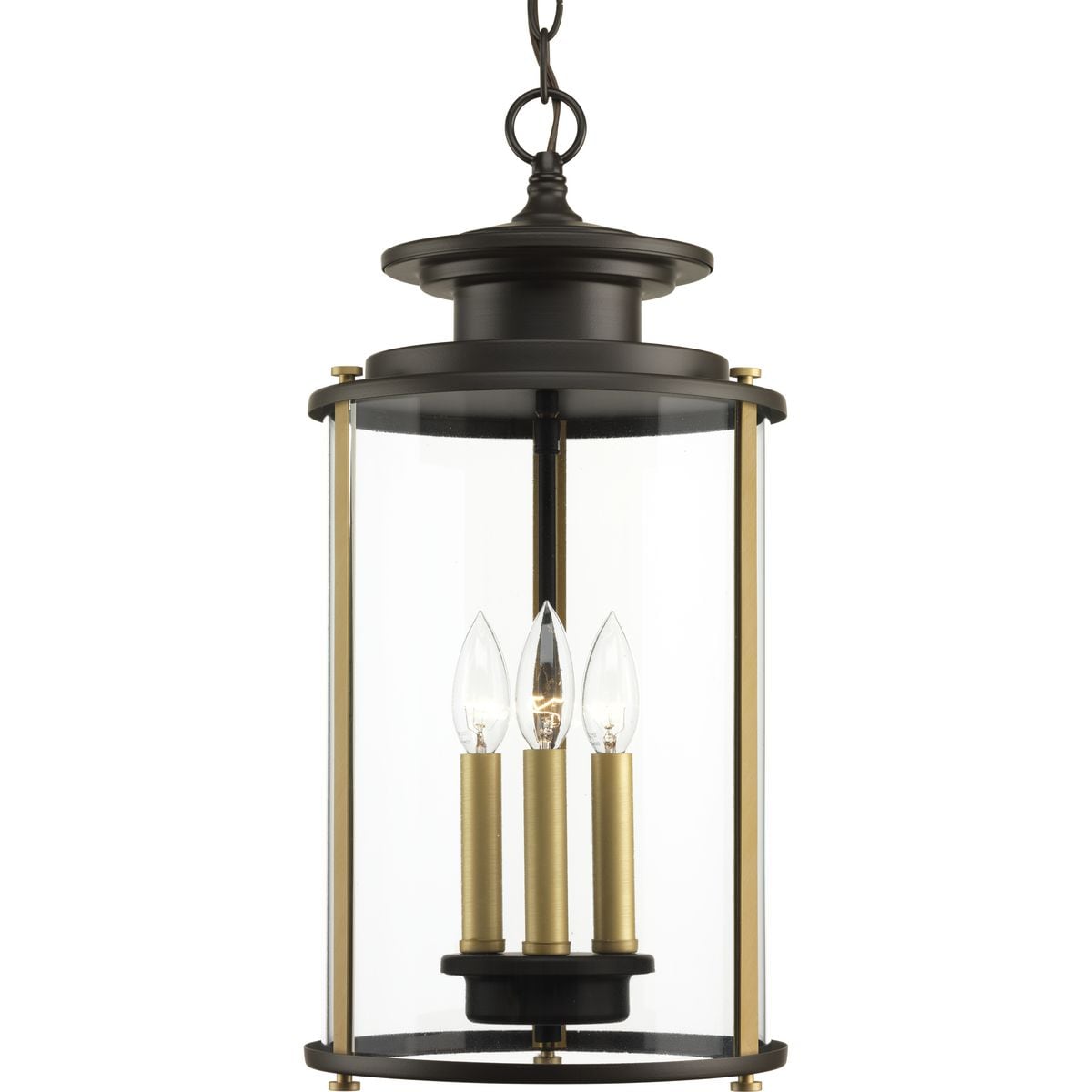 Progress Lighting Botta Antique Bronze Transitional Seeded Glass Lantern Pendant Light