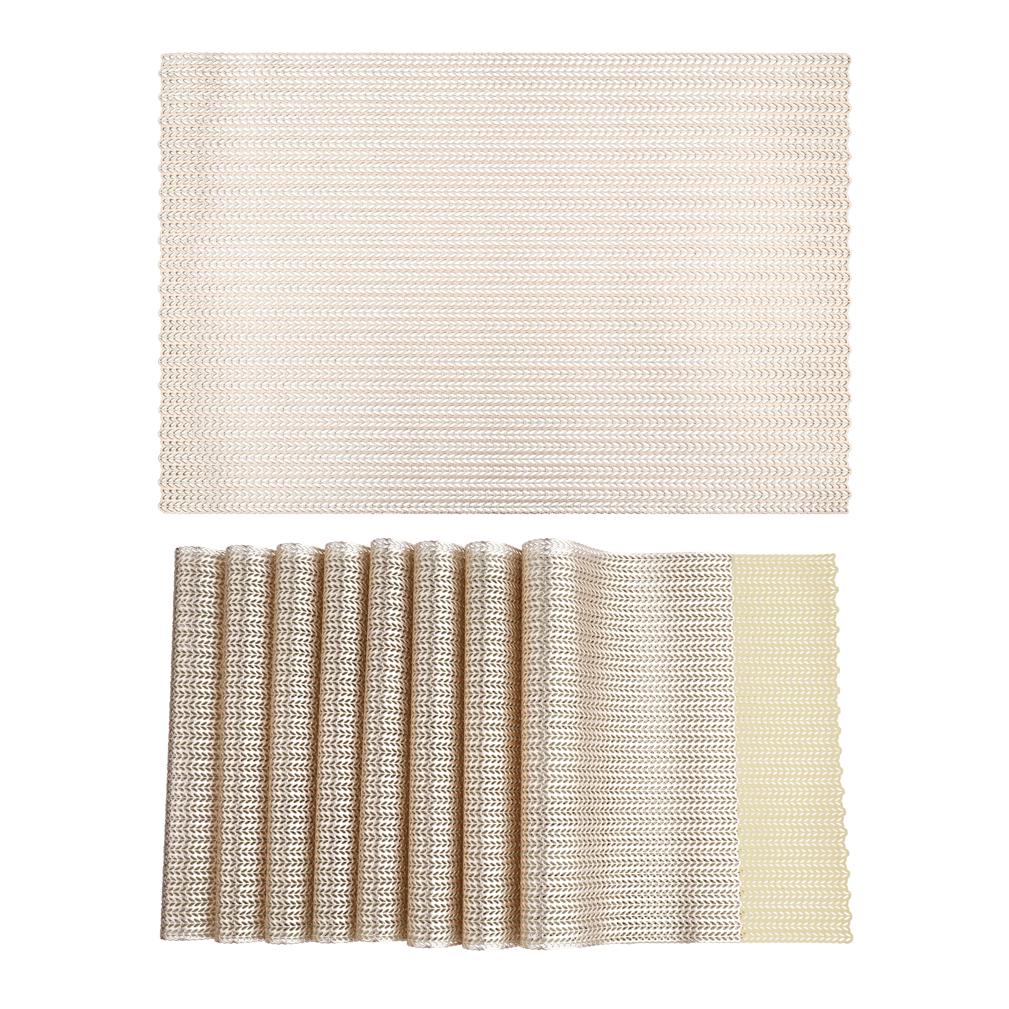 Unique Bargains Farmhouse Placemats 8pcs PVC Placemats for Dining Table Decor Indoor Outdoor Washable Kitchen Table Mat Wipe Clean 18x12in Gold #S25120800UX6471