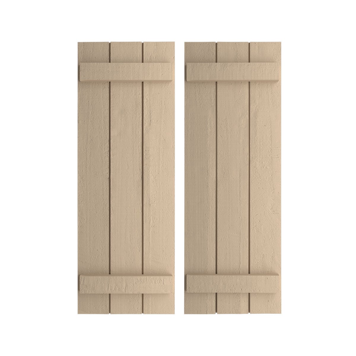 Ekena Millwork SHUBJS16X52RCPR 16.5-in W x 52-in H Rough Cedar Paintable/Stainable Board and batten Exterior Shutters ( 2 -Pack )