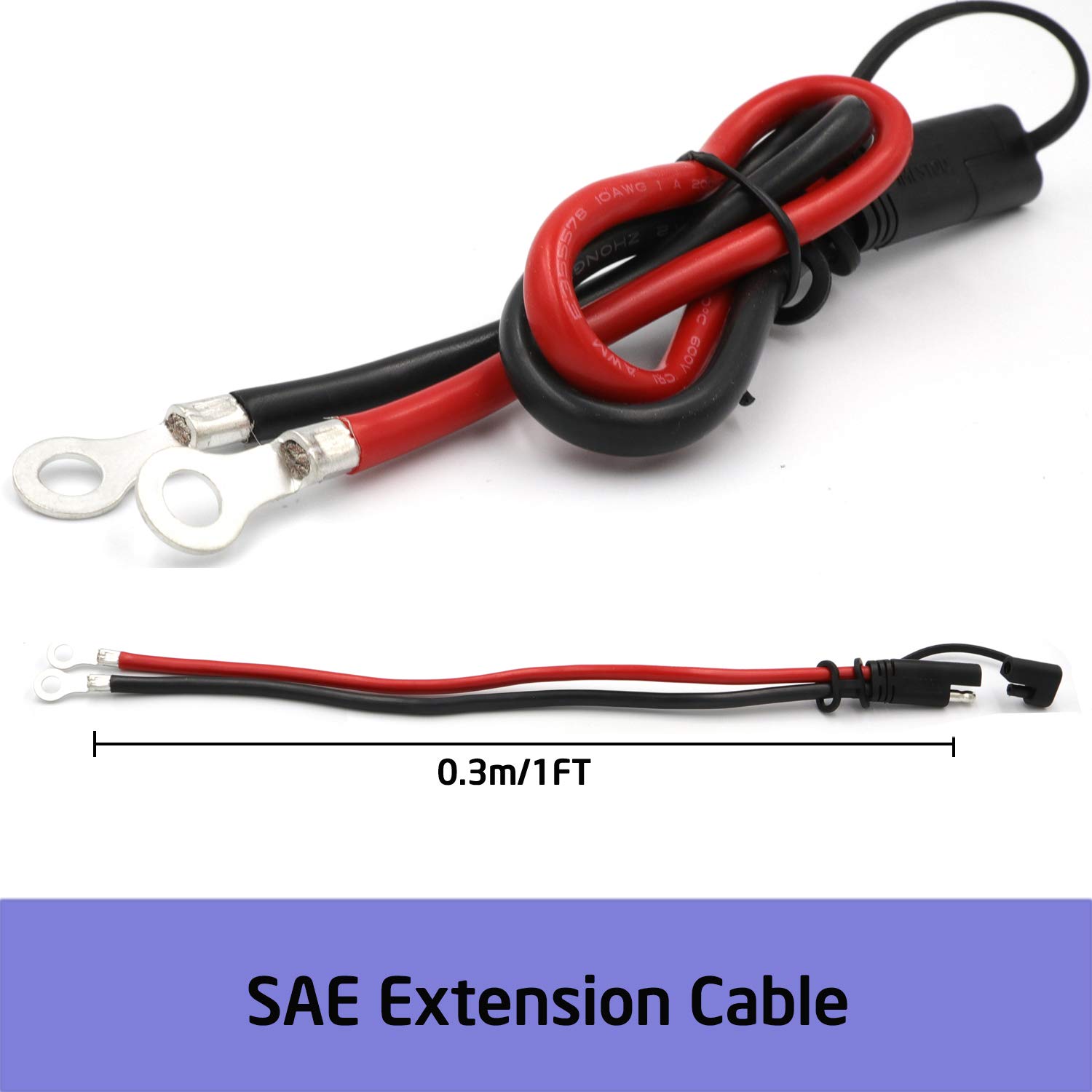 Misopily SAE to O Ring Terminal Harness 10AWG 2 Pin Quick Disconnect ...