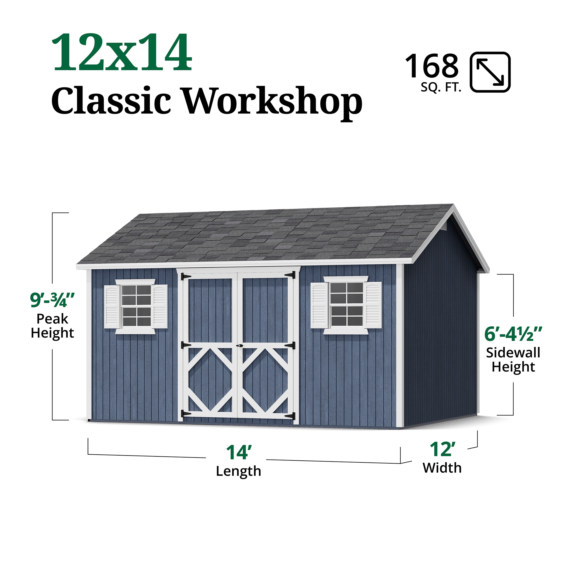 Little Cottage Co 12X14 CWS-PC Wood-Storage-Buildings - View #3