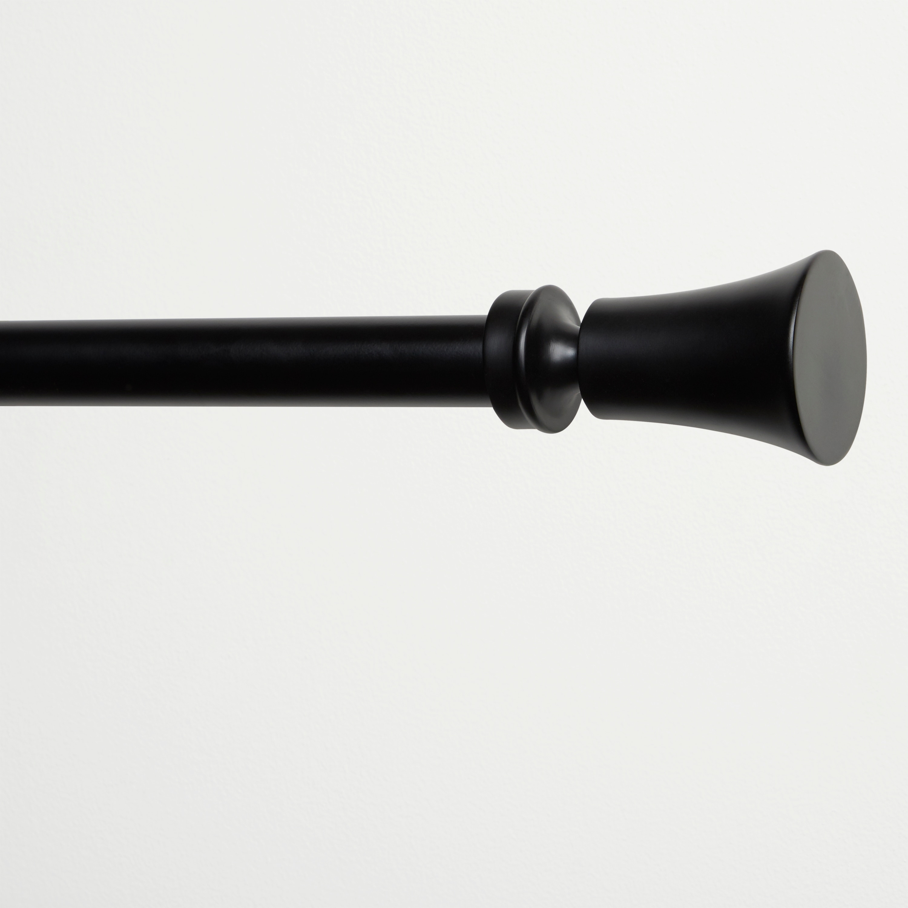 Exclusive Home RD012913DSEHB1 A111 Wilton 66-in to 120-in Black Steel Single curtain rod with Finials