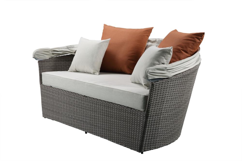 ACME FURNITURE Salena Wicker Outdoor Daybed White Cushion(S) and