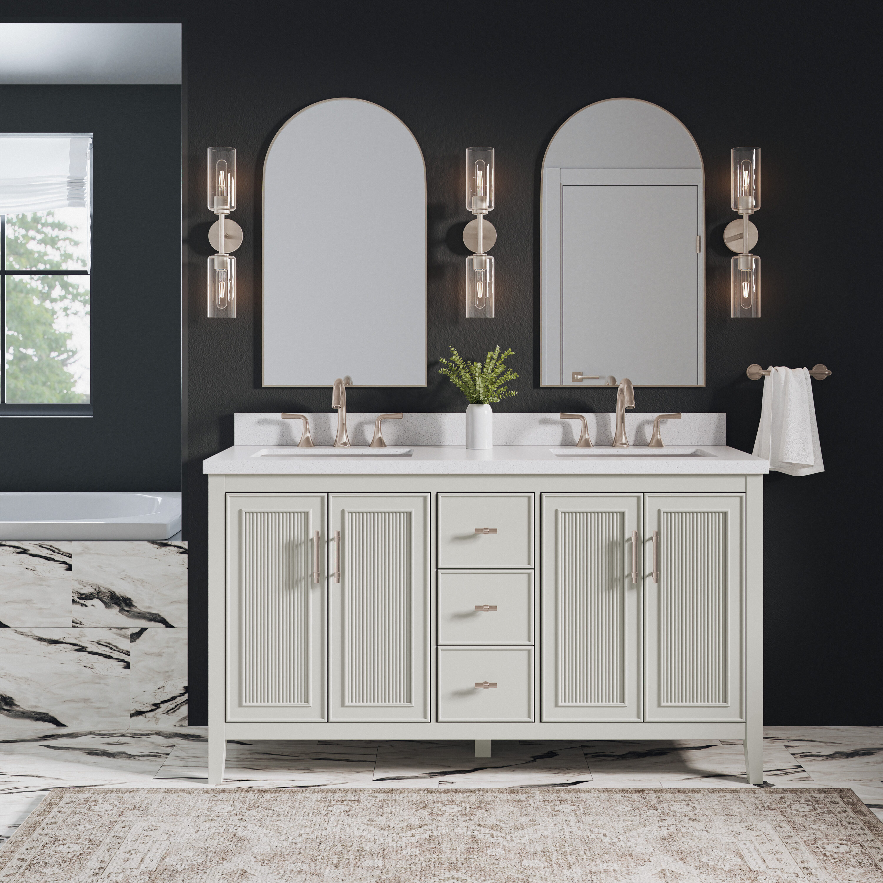 Style Selections Alaia 60-in Muse Gray Undermount Double Sink Bathroom ...