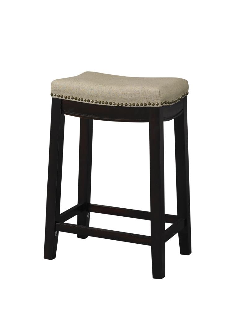 Linon 98325WAL-01-KD Dark Walnut 25.0-in H Counter height Saddle seat Upholstered Wood Bar Stool