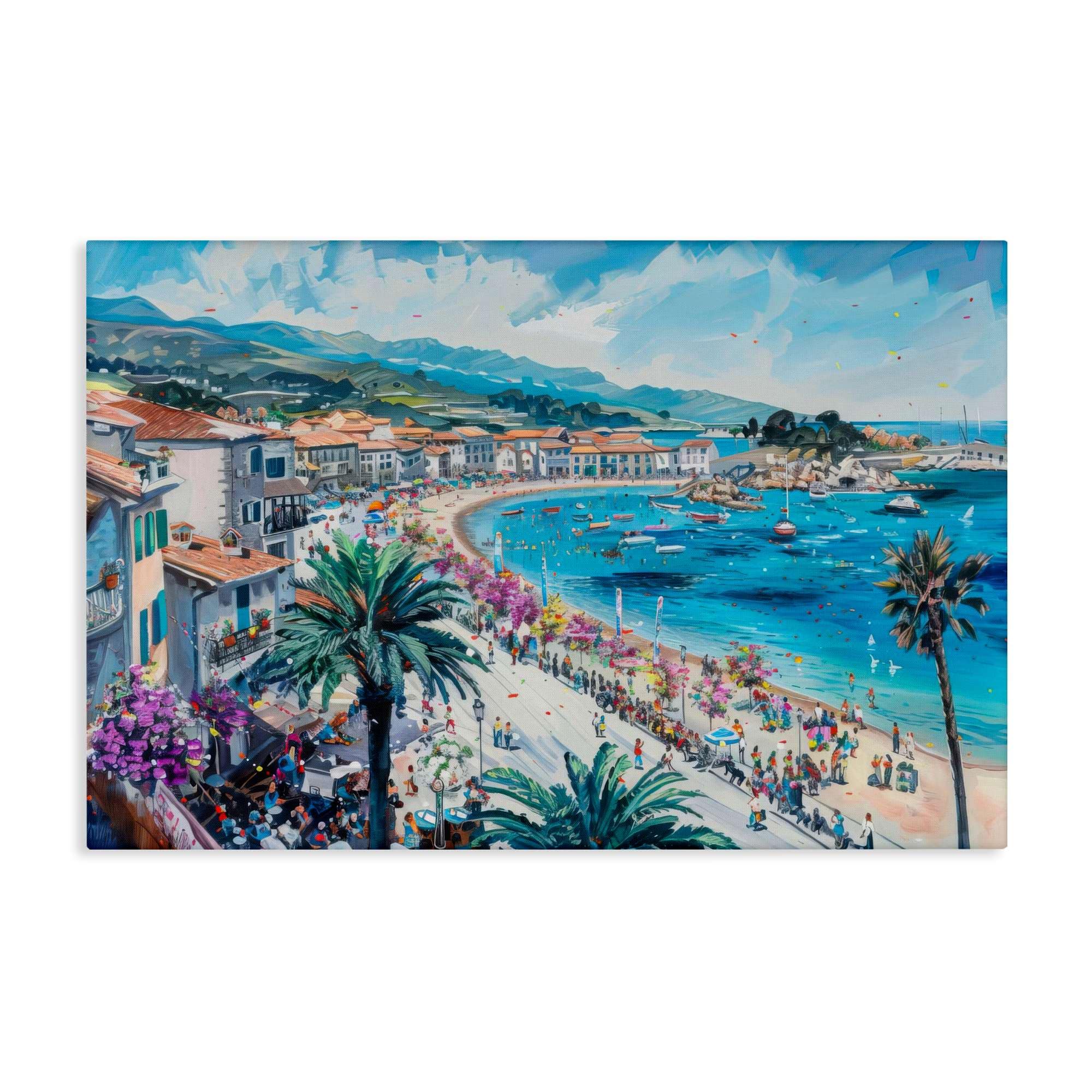 Stupell Industries BT-730-CN-16X24 Busy Summer Beach Town Canvas design by LSR Design Studio