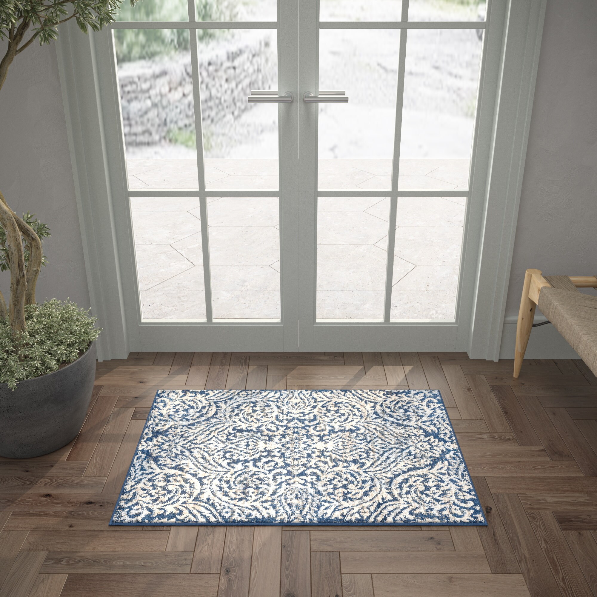 Tayse MDN4527 2X3 Madison 2 x 3 (ft) Loomed Polypropylene Dark Blue Rectangular Indoor Throw rug