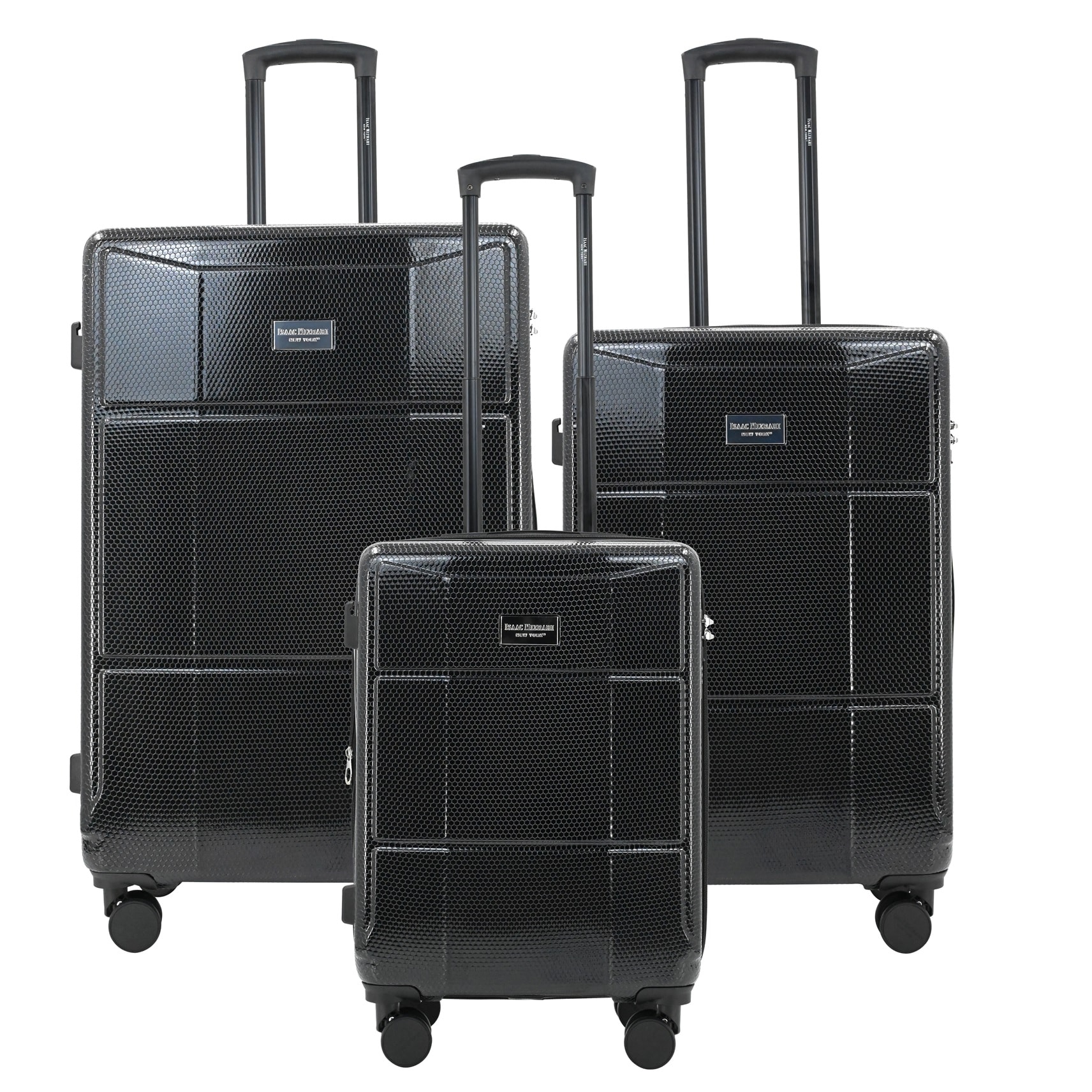 Isaac Mizrahi Aero 3 Piece Luggage Set Lightweight Expandable ABS Hardshell Suitcases with Spinner Wheels 20 inch 24 inch 28 inch Black