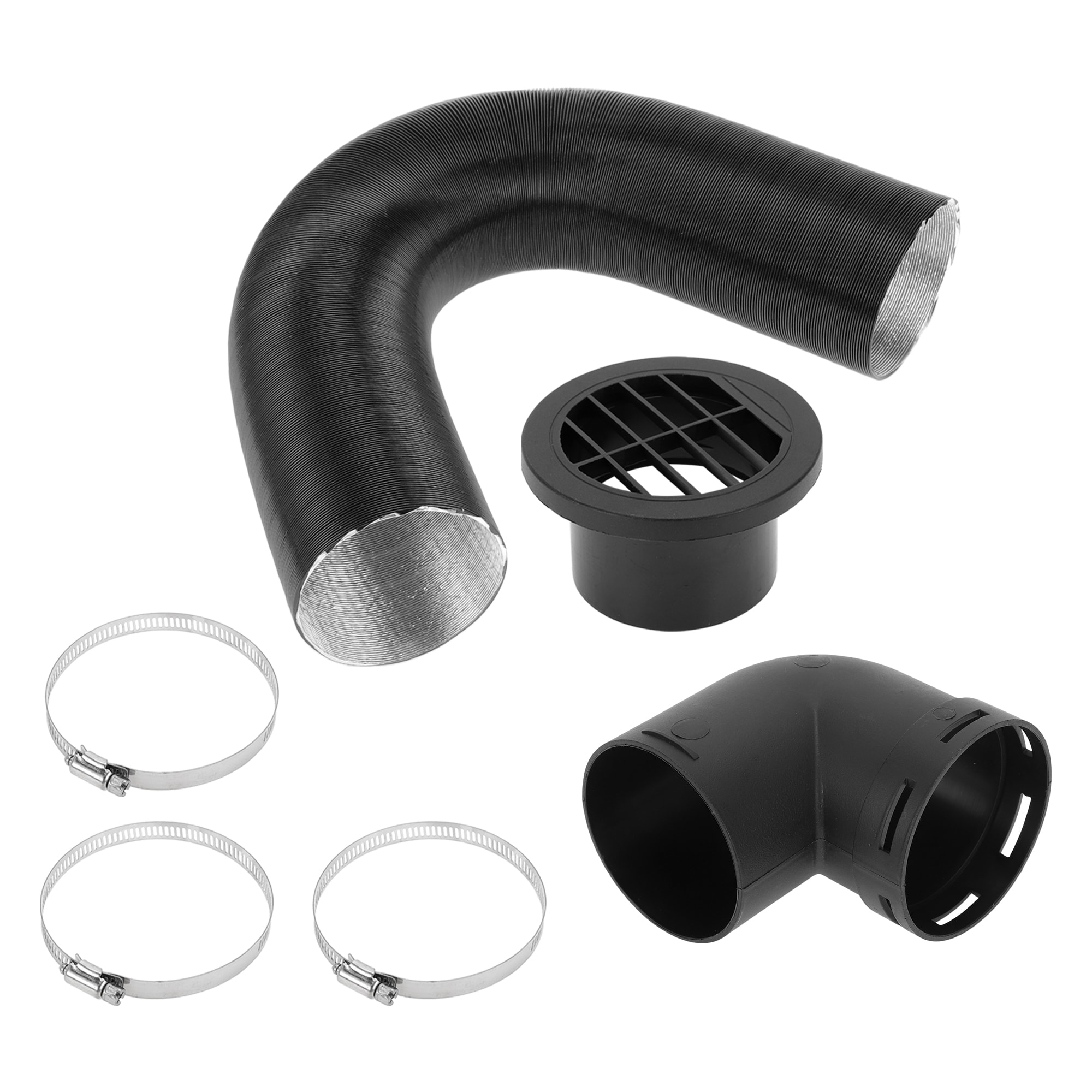 Unique Bargains 1 Set Car Truck RV Bus Van Boat Car Heater Duct Kit Car Heater Duct Pipe Hose Set with 3pcs Clamp