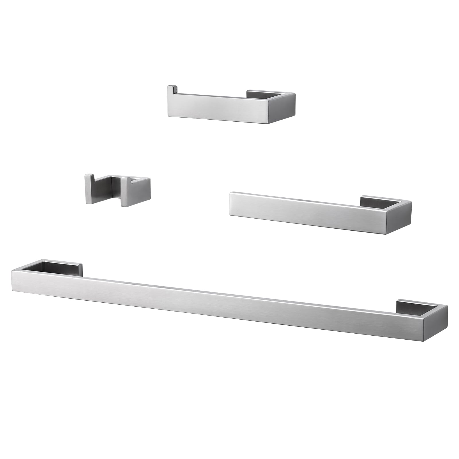 WOWOW 410065-LW 4 -Piece Brushed Nickel Decorative Bathroom Hardware Set Towel Bar, Toilet Paper Holder, ,Robe Hook Included