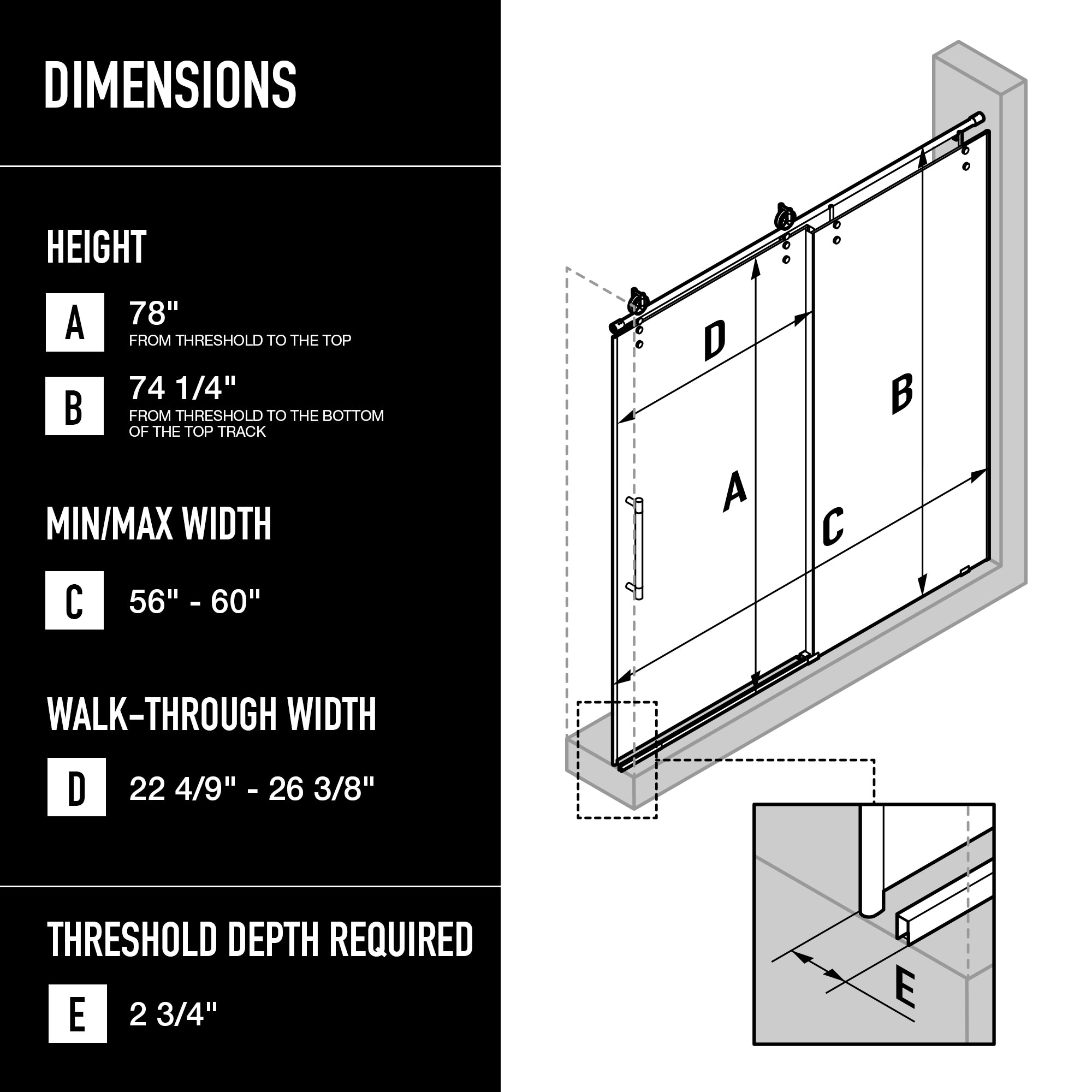 Hamilton Matte Brushed Gold Frameless Sliding Shower Door with Clear Glass