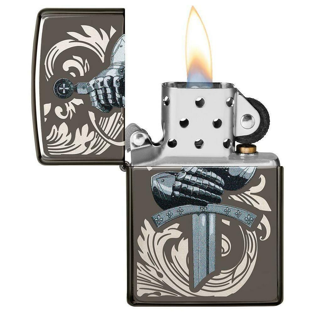  CRDSP619 49127 Zippo Knights Glove Design Black Ice Pocket Lighter