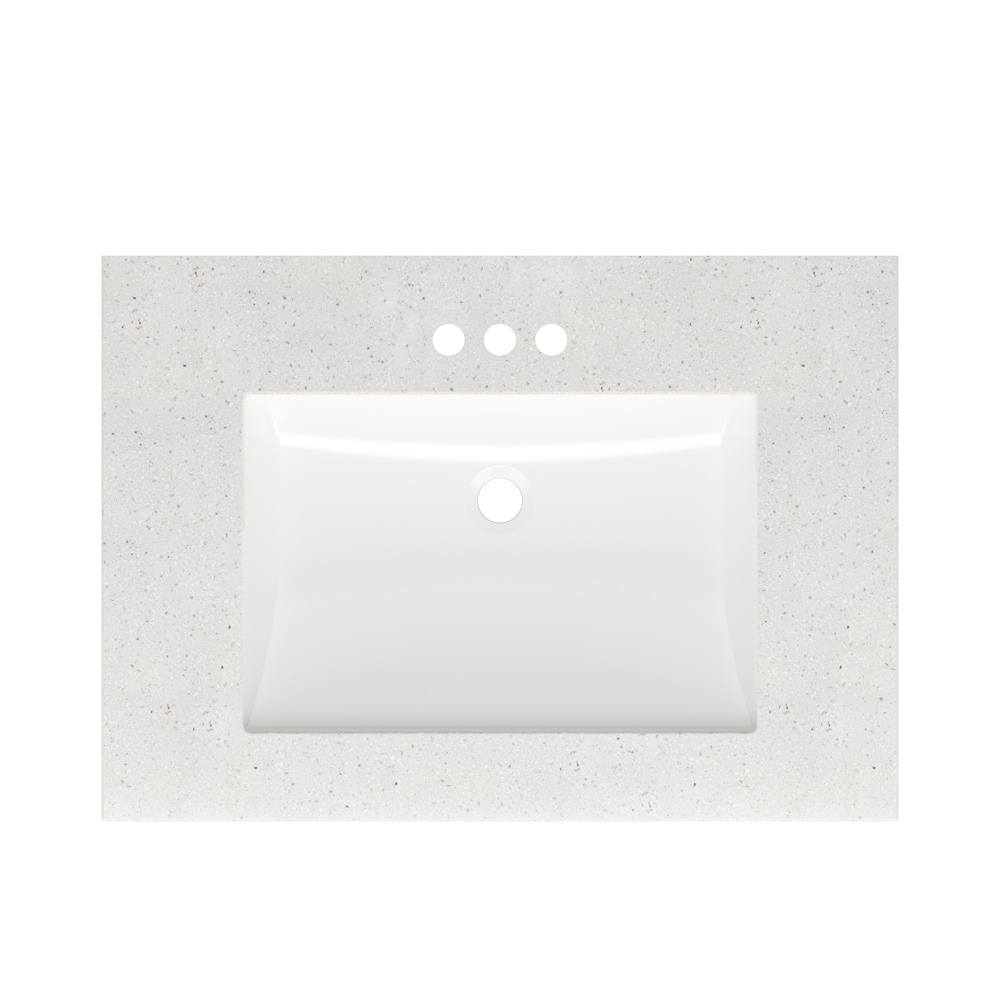 Premium Cultured Marble Vanity Tops 31-in Winter Sky Integral Single Sink 3-Hole Bathroom Vanity Top in Gray | - Style Selections TR231-SLV3