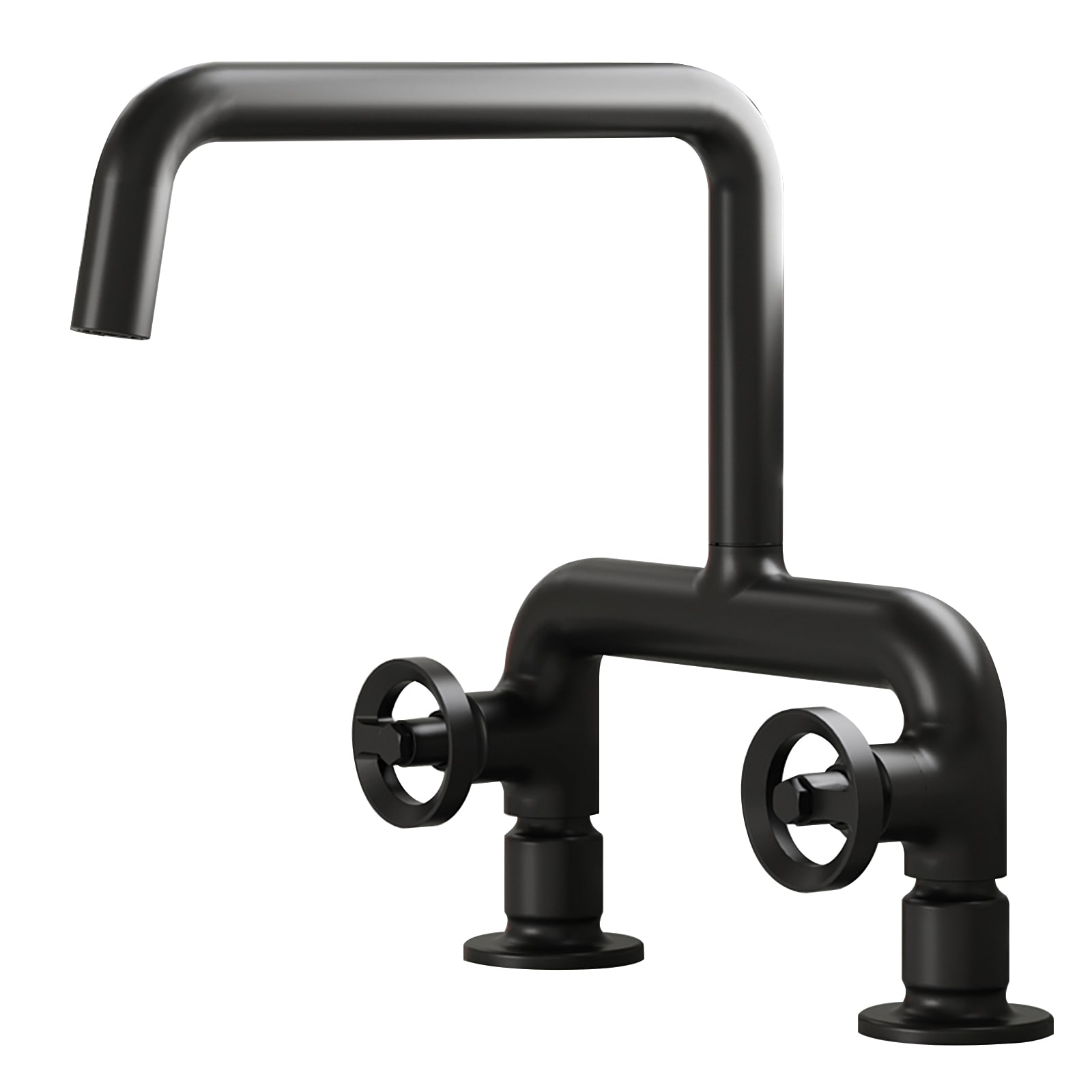 BWE A-94083-B Matte Black Double Handle Deck-mount Kitchen Faucet