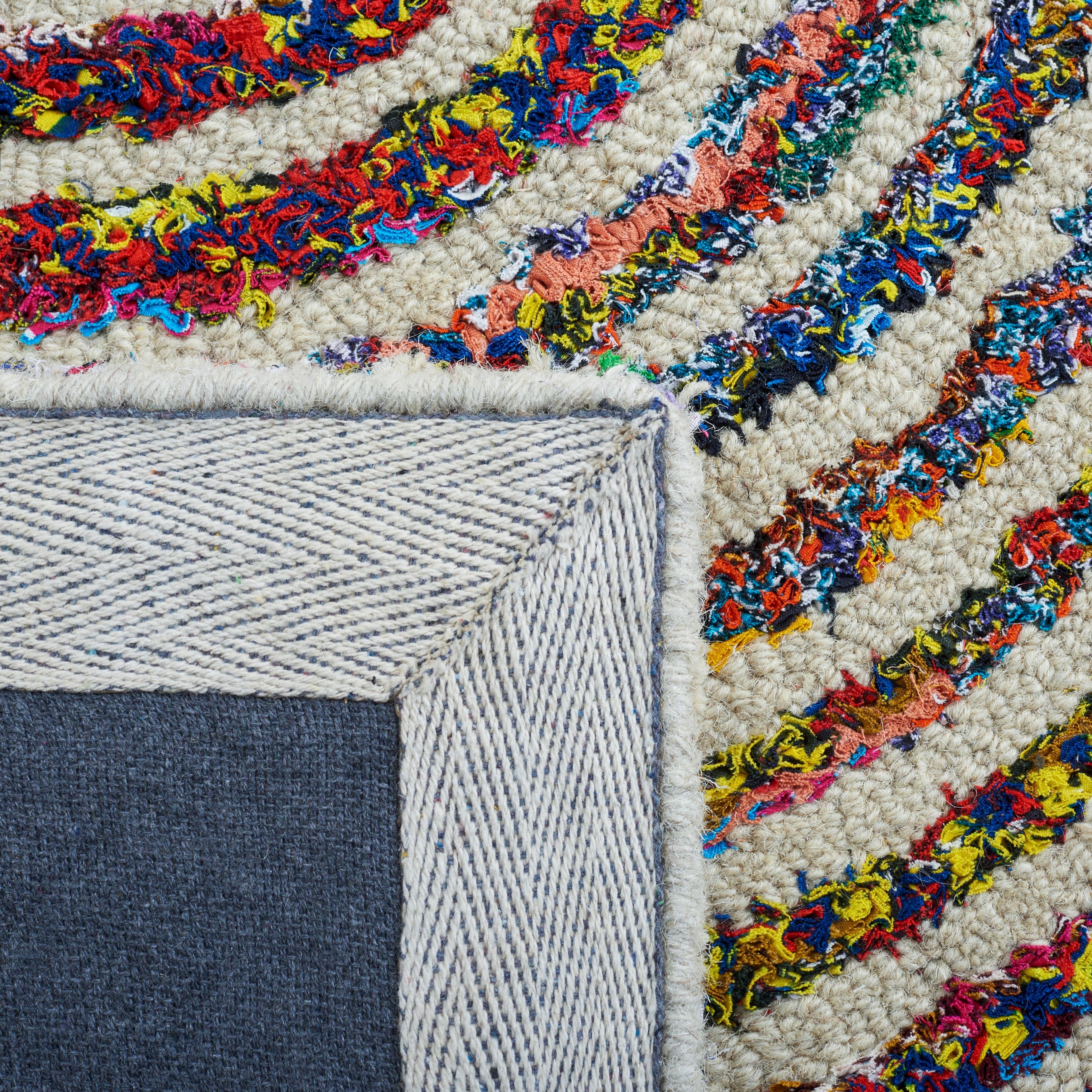 Hand-Tufted Multicolor Wool and Cotton Rectangular Rug