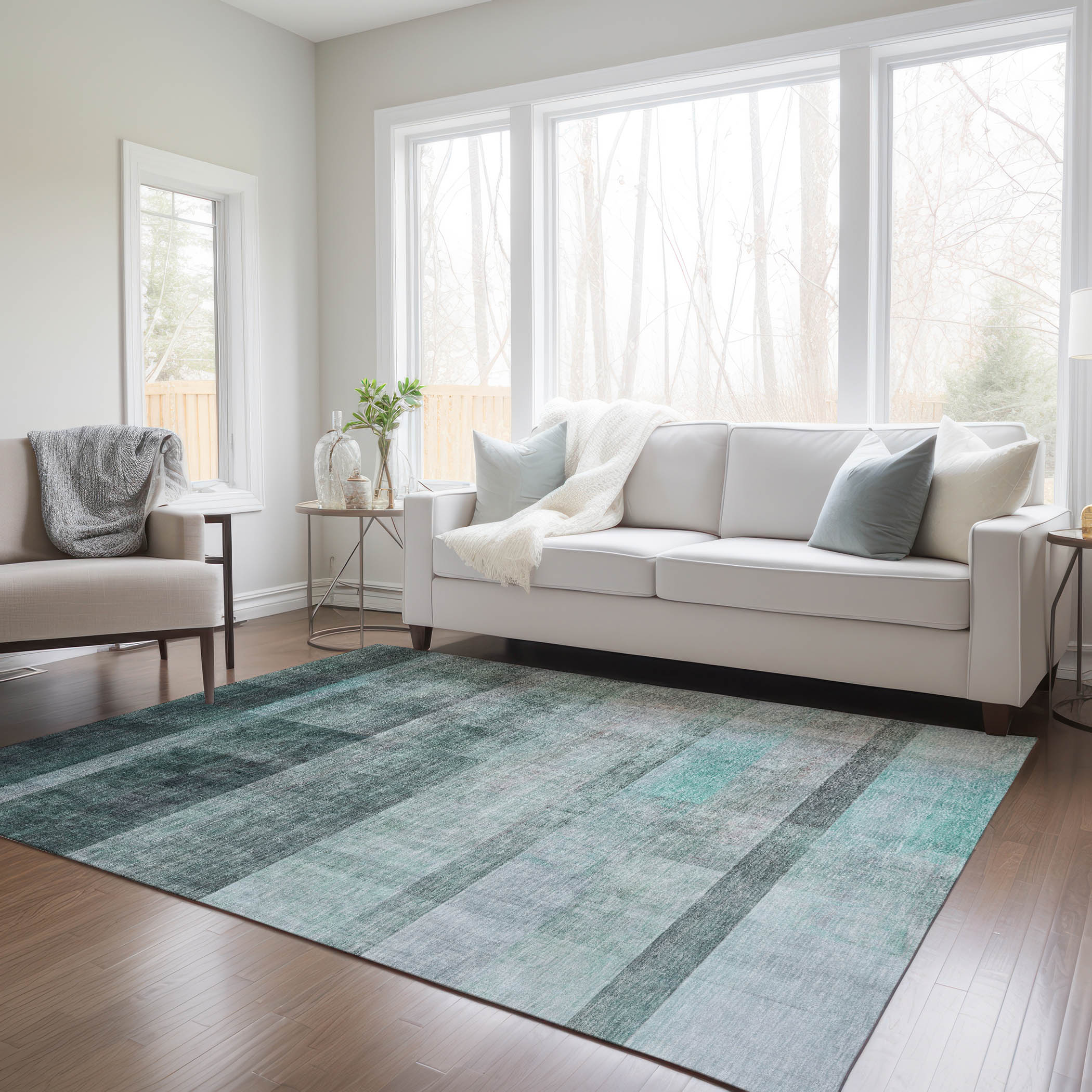 Addison Rugs ACN568TE8X10 Chantille ACN568TE 8 x 10 (ft) Polyester Teal Rectangular Indoor/Outdoor Abstract Machine washable Area rug