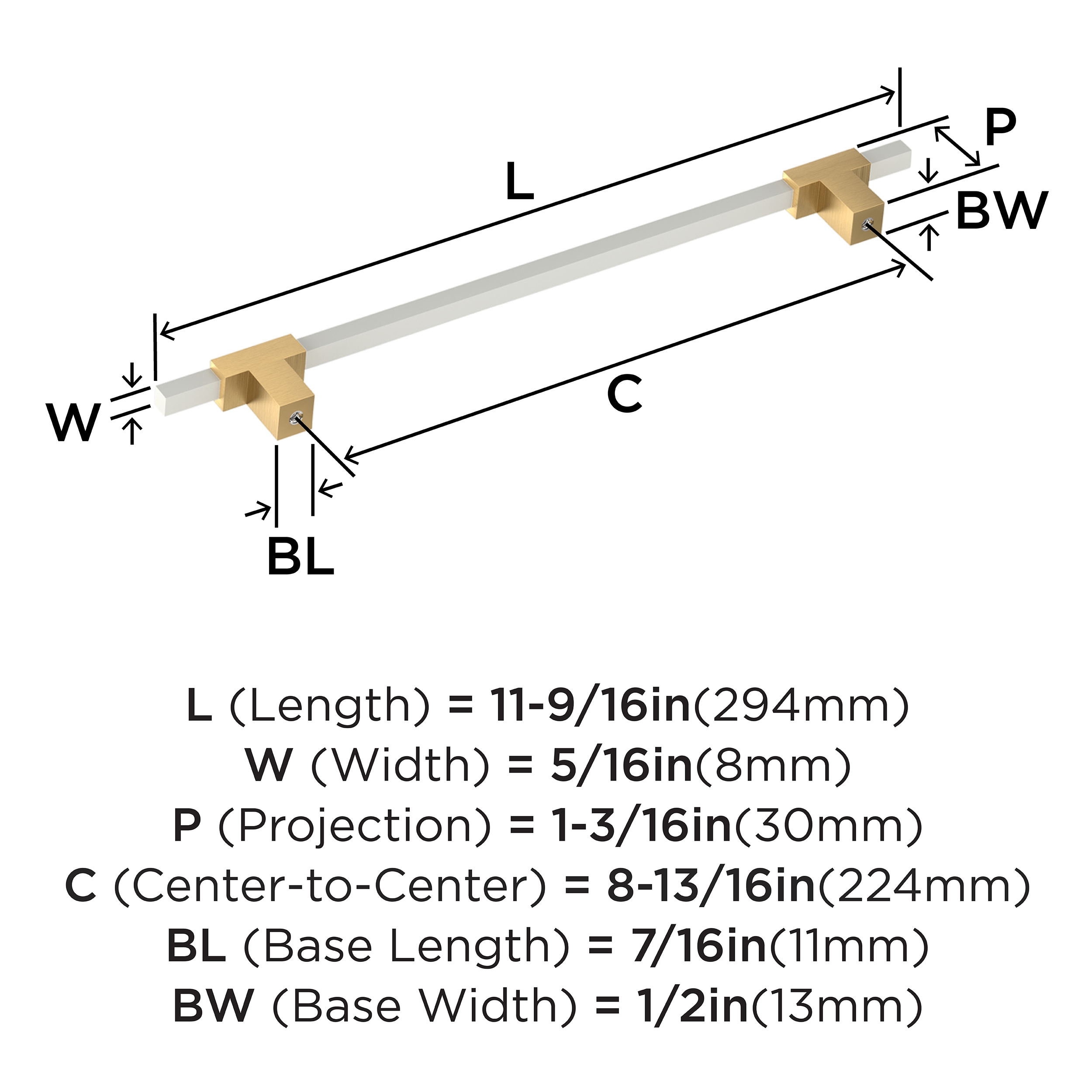 Champagne Bronze and White Modern Bar Cabinet Pull