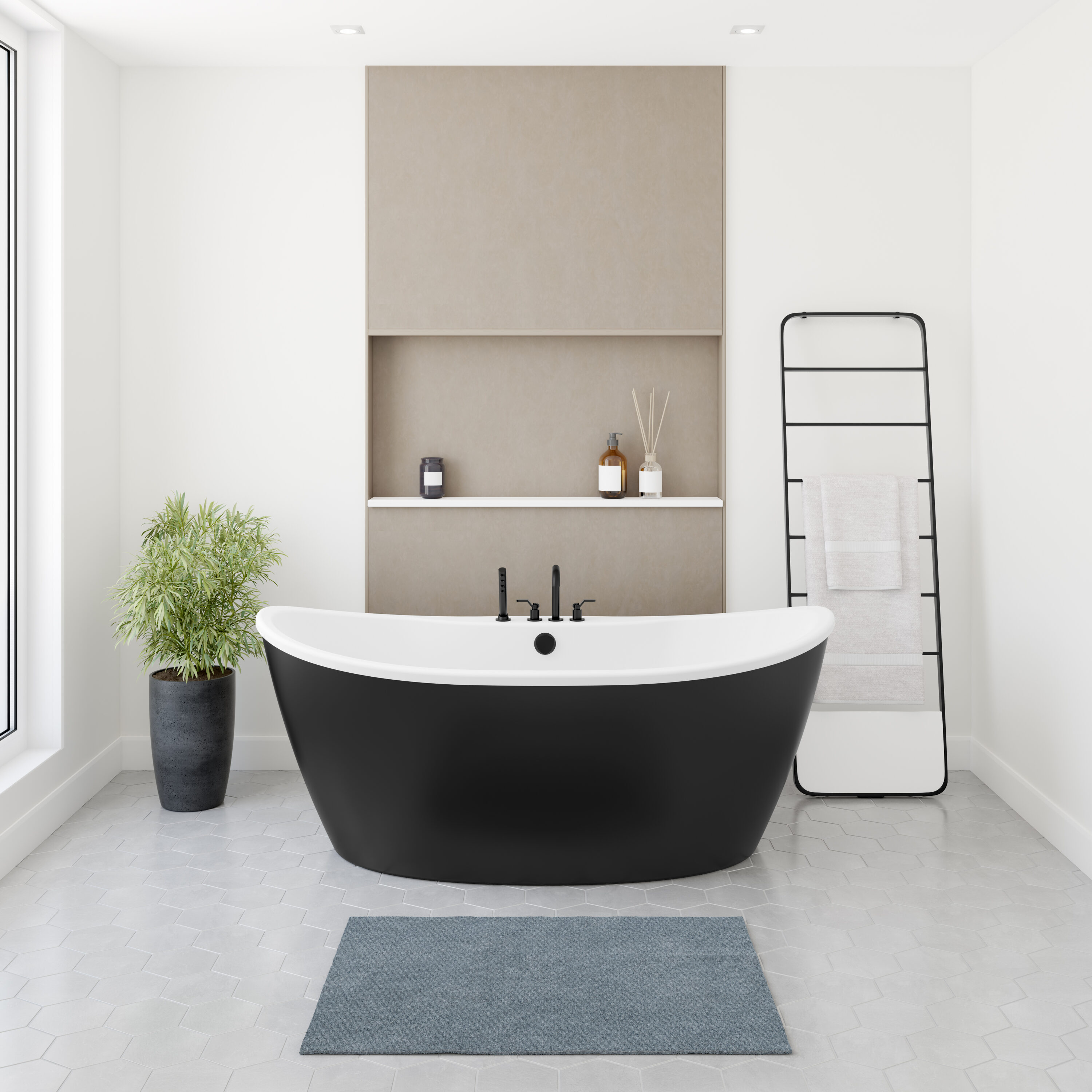 MAAX 106192-000-002-124 Delsia 32-in x 60-in Gray Acrylic Acrylic Oval Freestanding Soaking bathtub ( Center Drain )