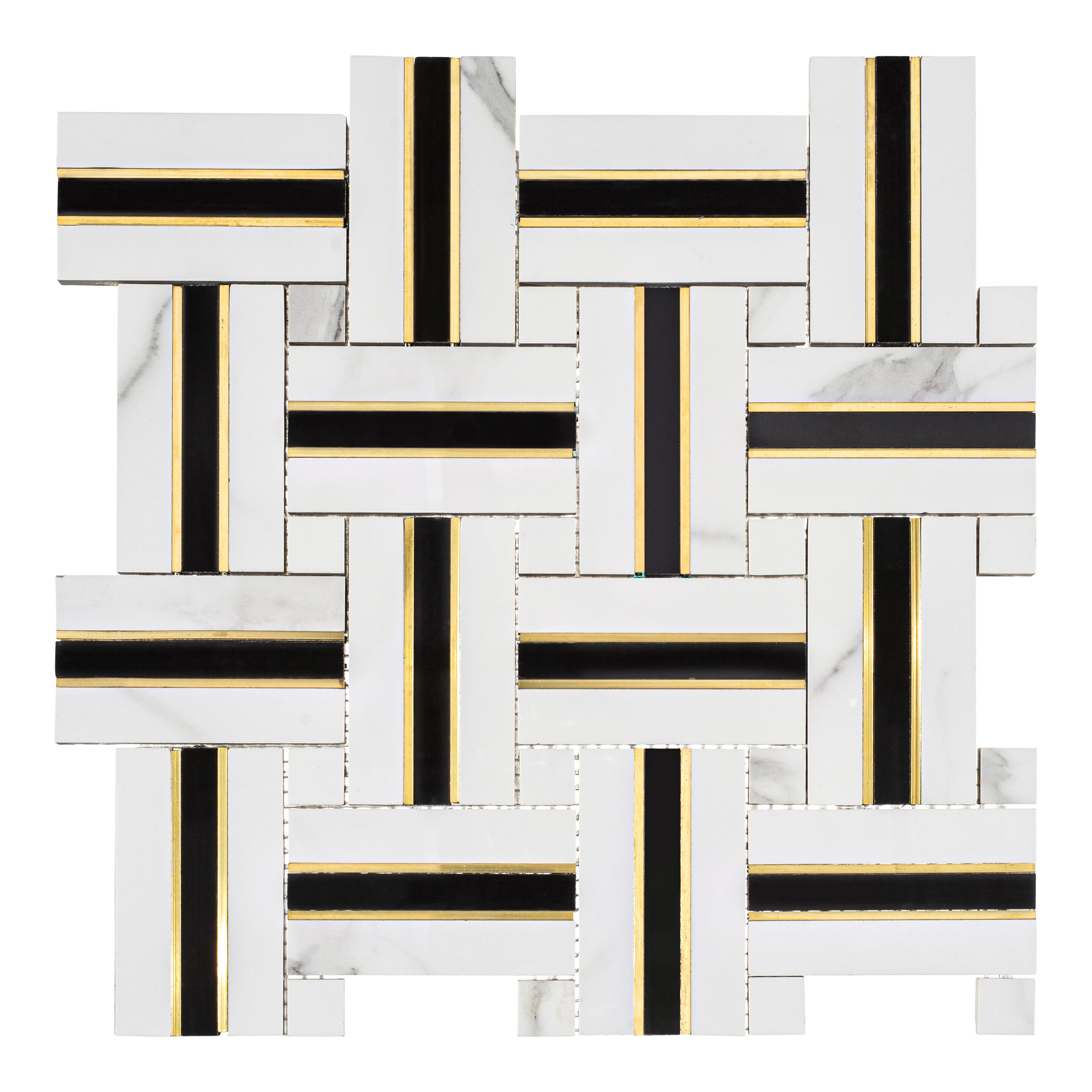 Andova Tiles ANDCHIC303 CHIC Honorary 12-in x 12-in Glossy Porcelain Patterned Basketweave Mosaic Wall Tile (0.99-sq. ft/ Piece)
