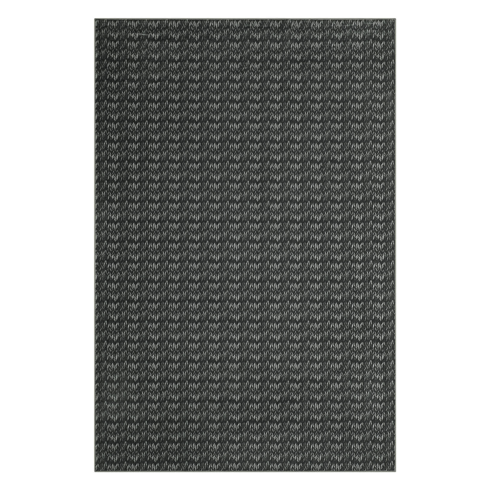 Qeetex SUNNY-PHO-344T6BAV 10 x 13 ft Polyester Black Rectangular Soft Non Slip Modern Soild Living Room Bedroom Dining Room Machine Washable Area Rug