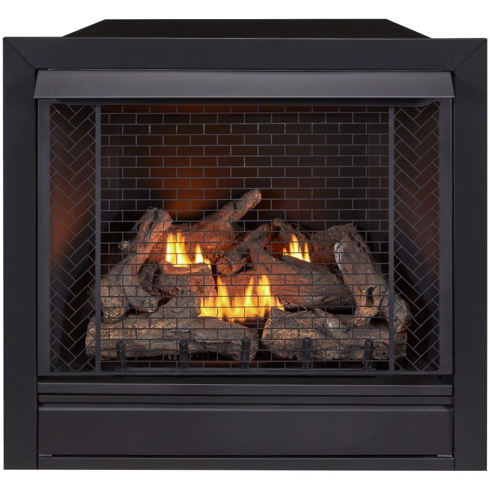 Bluegrass Living 34-in W 32000-BTU Black Vent-free Dual Gas Fireplace ...