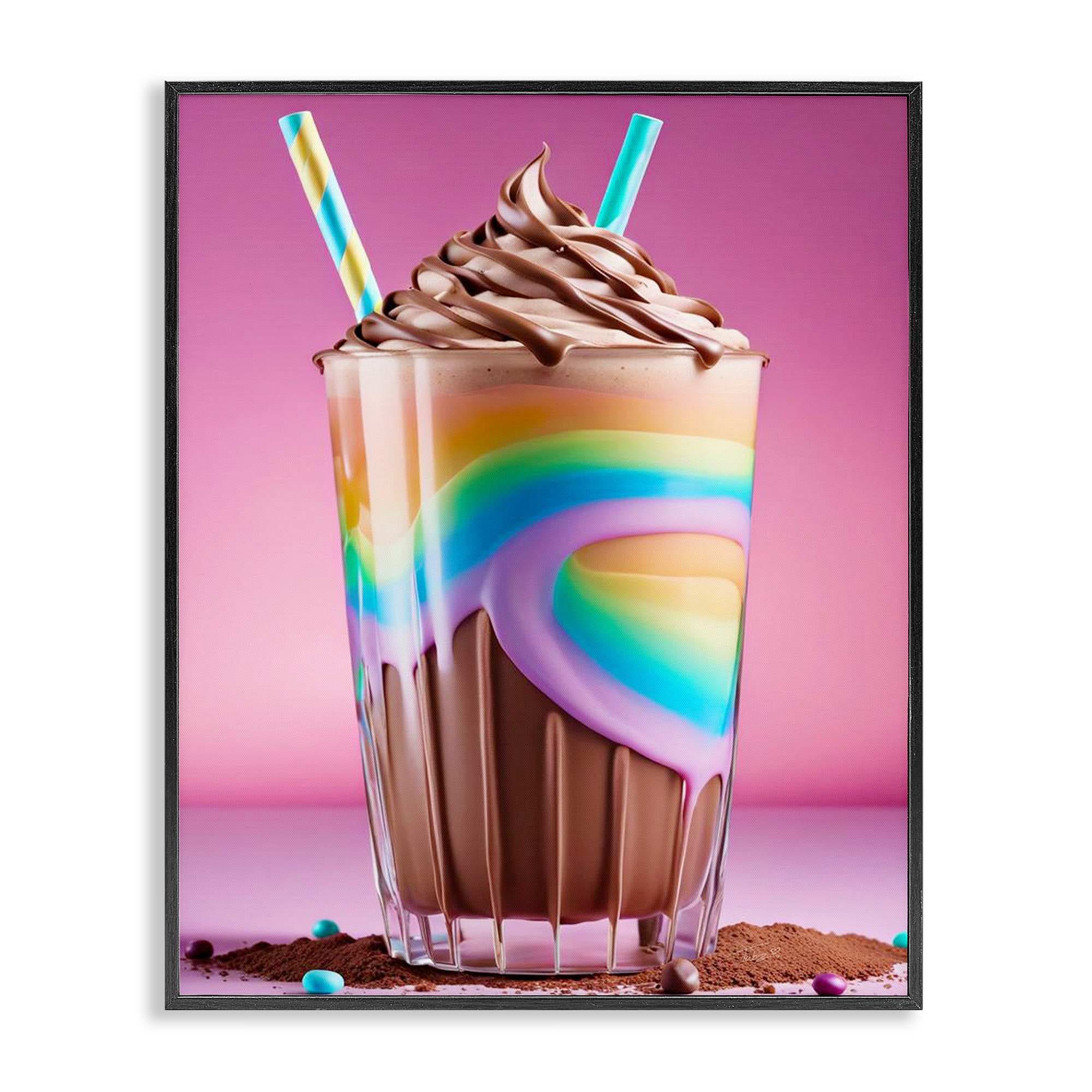 Stupell Industries BT-371-FR-24X30 Rainbow Hued Milkshake Black Framed Giclee Art By Tabz Jones 24 x 30