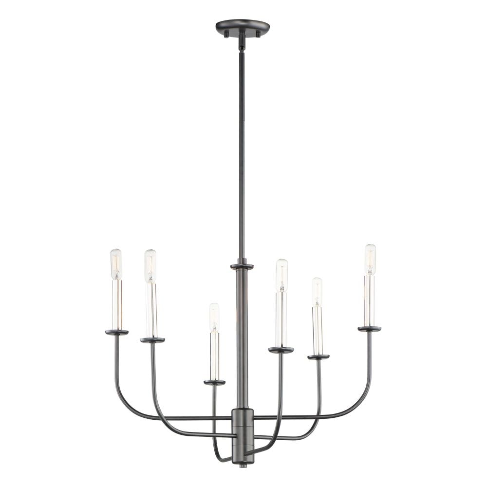 Maxim Lighting A-MX-10326BKSN Wesley 6-Light Transitional Black/Satin Nickel Chandelier