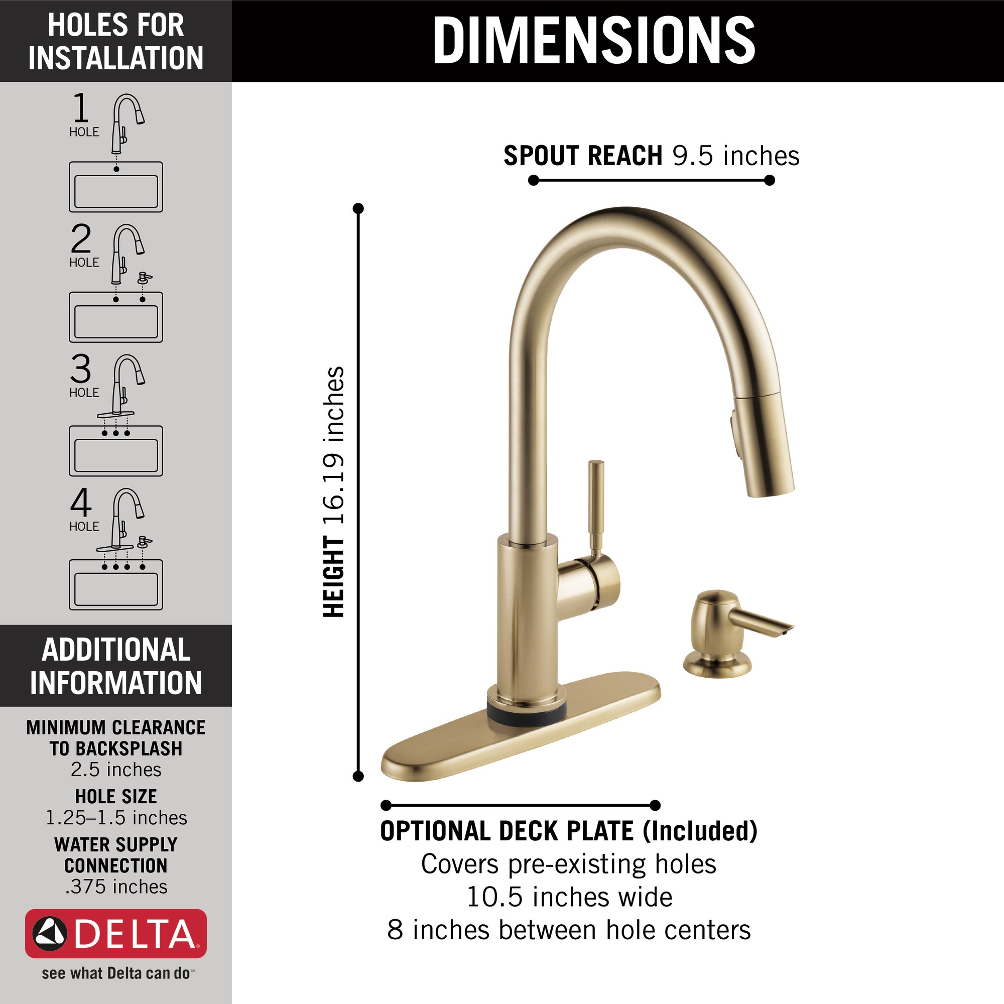 Delta Trask Touch2O Champagne Bronze 2 handle Pull down