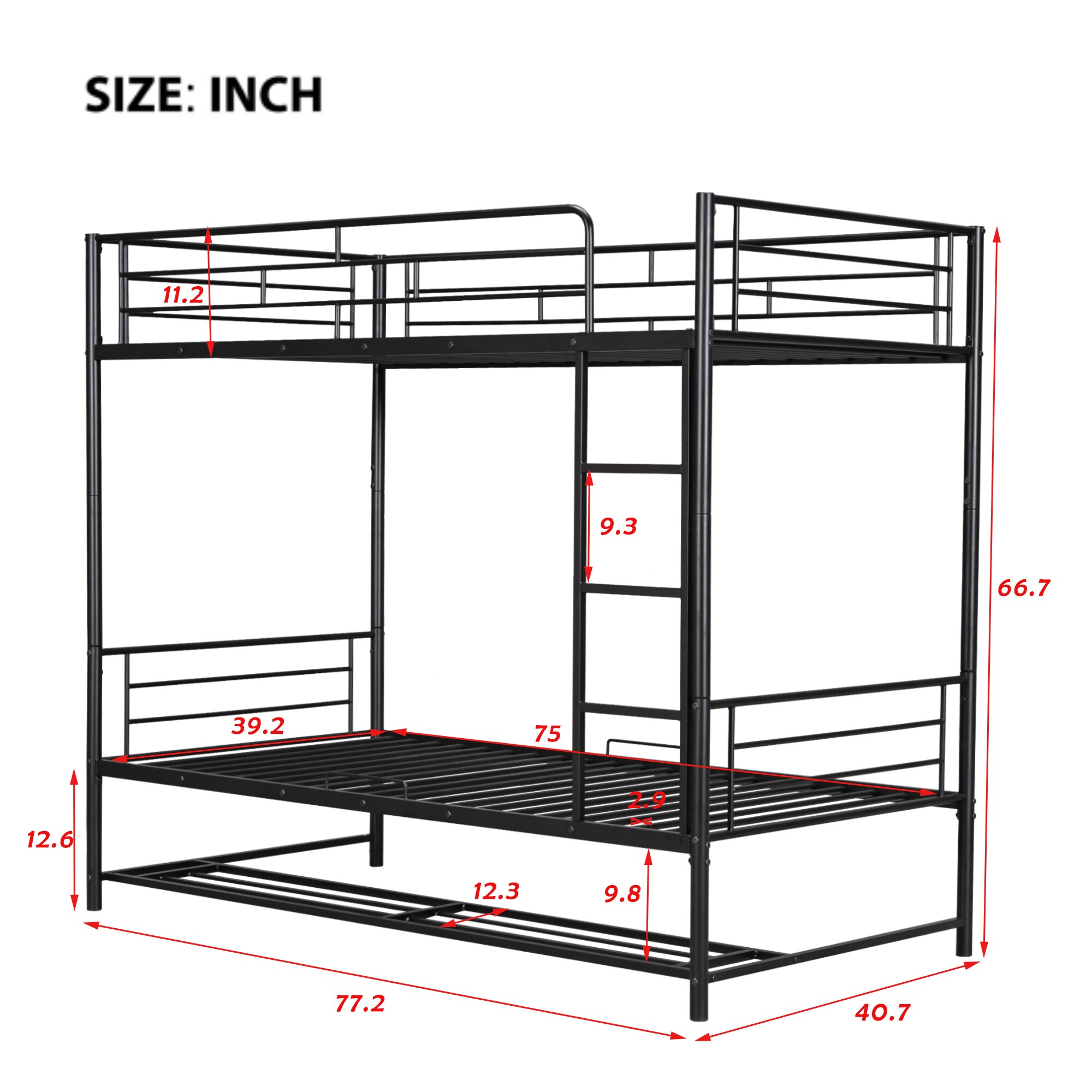 GZMR Black Twin Over Twin Bunk Bed GZ-LM5475B at Lowes.com