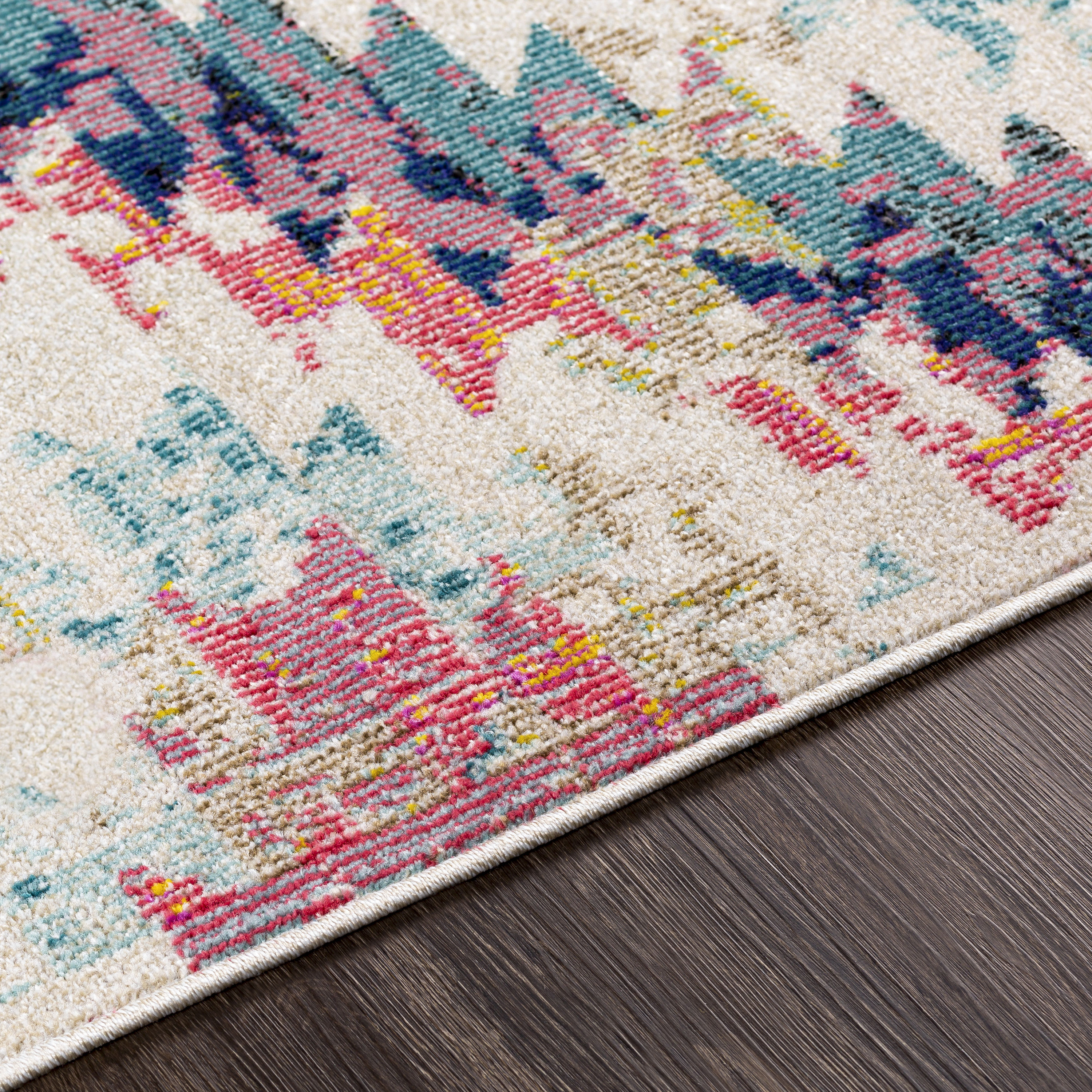 Handmade Blue Geometric Tufted Rectangular Area Rug 6'7" x 9'