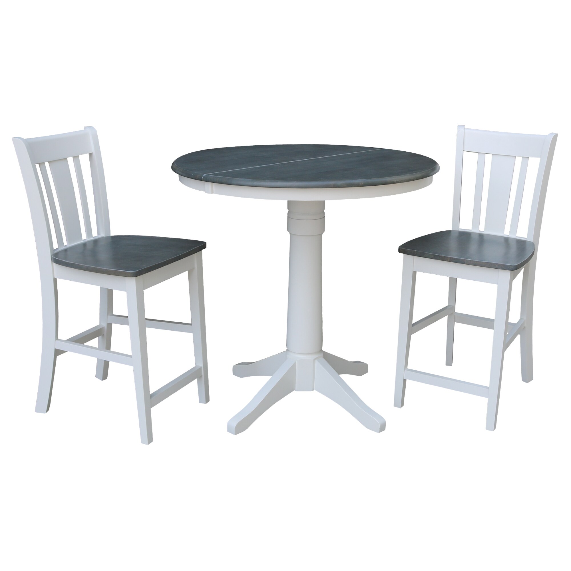 International Concepts K05-36RXT-27B-S102-2 White/heather gray Traditional Dining Room Set with Round Table ( Seats 4 )