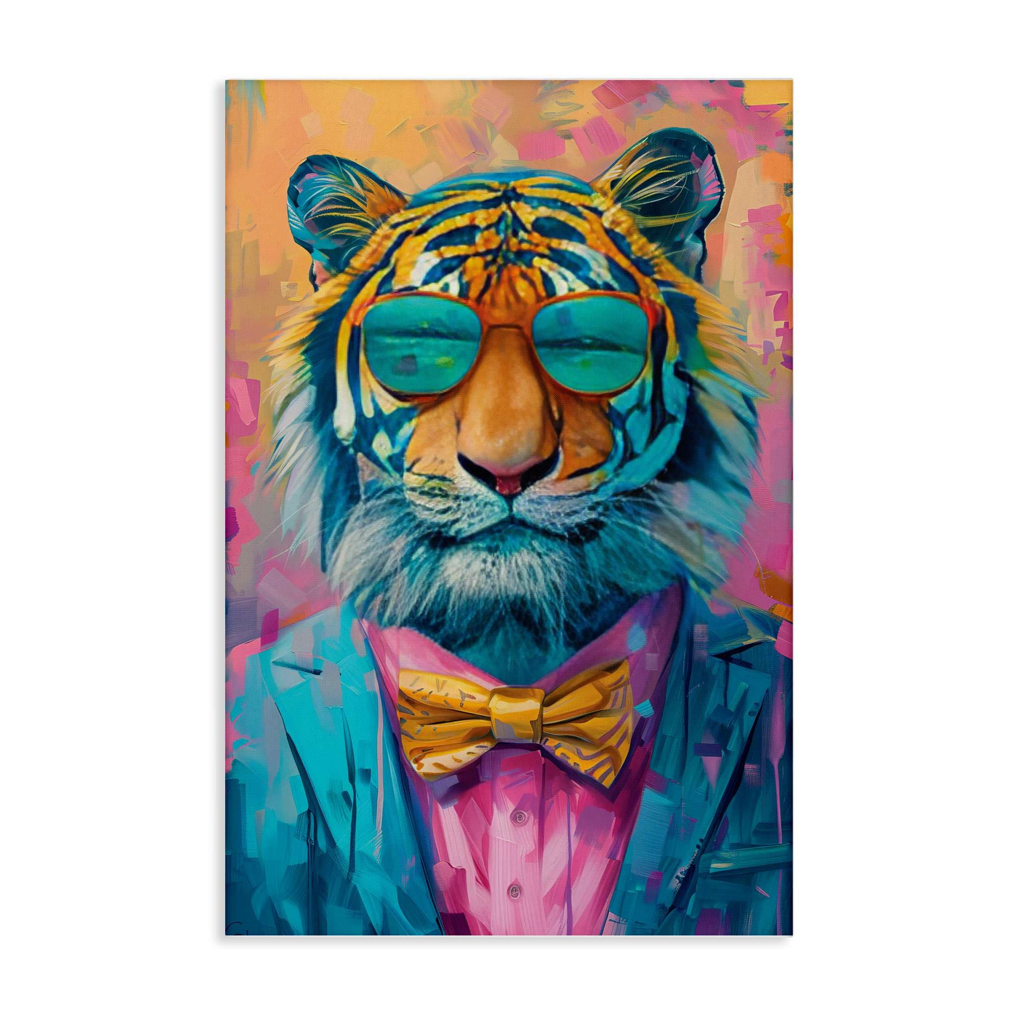 Stupell Industries BT-654-CN-16X24 Smiling Snazzy Tiger Canvas design by LSR Design Studio
