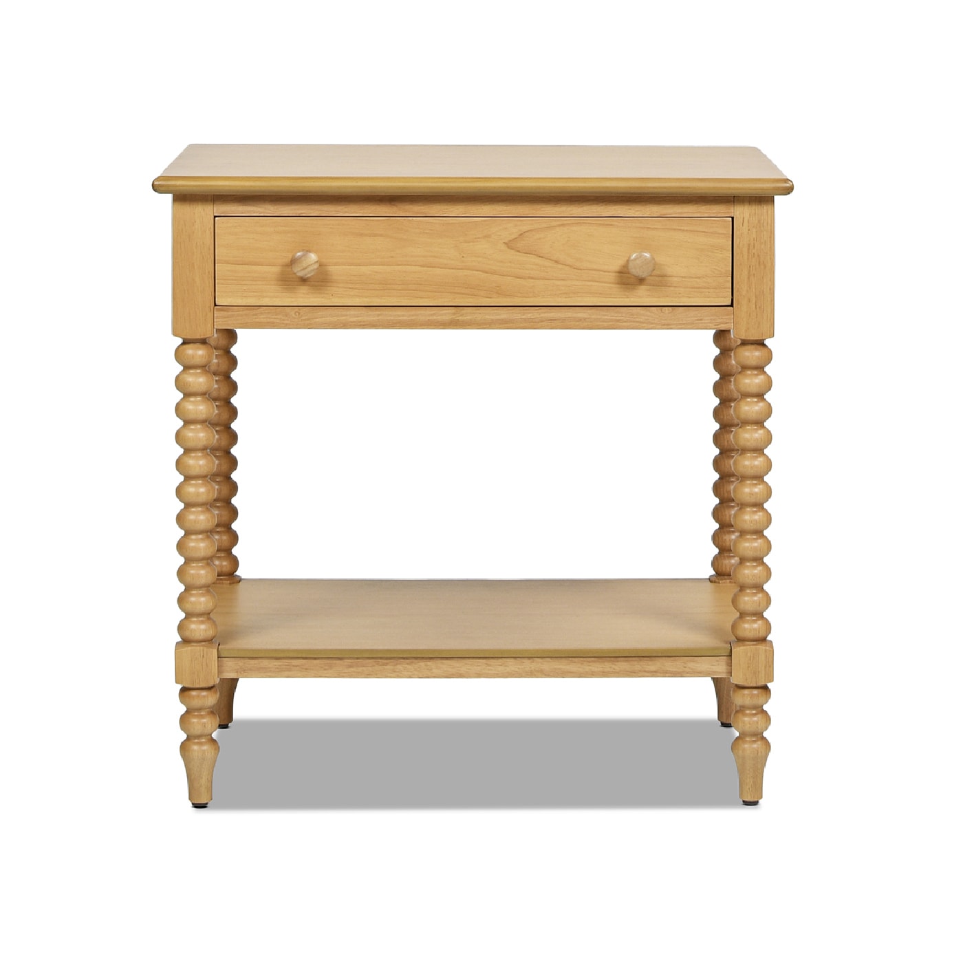 Easton 28" Natural Brown Wood 1-Drawer Side Table with Shelf