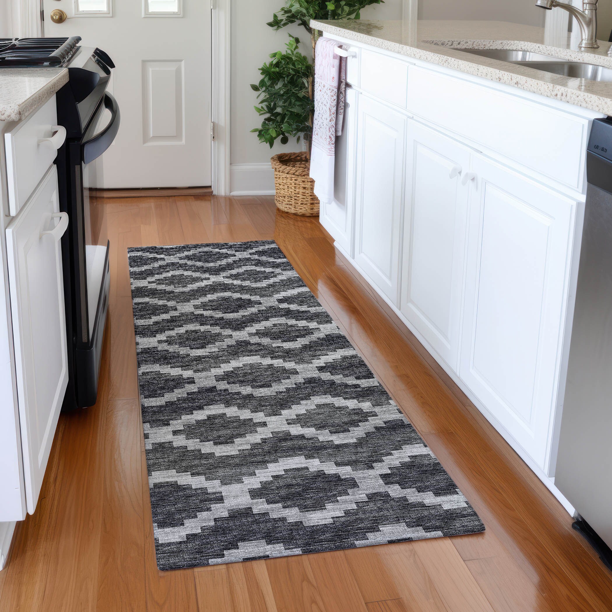 Addison Rugs AMF115GR2X8 Mayfield AMF115GR 2 x 7 (ft) Loomed Polyester Gray Rectangular Indoor Geometric Machine washable Area rug