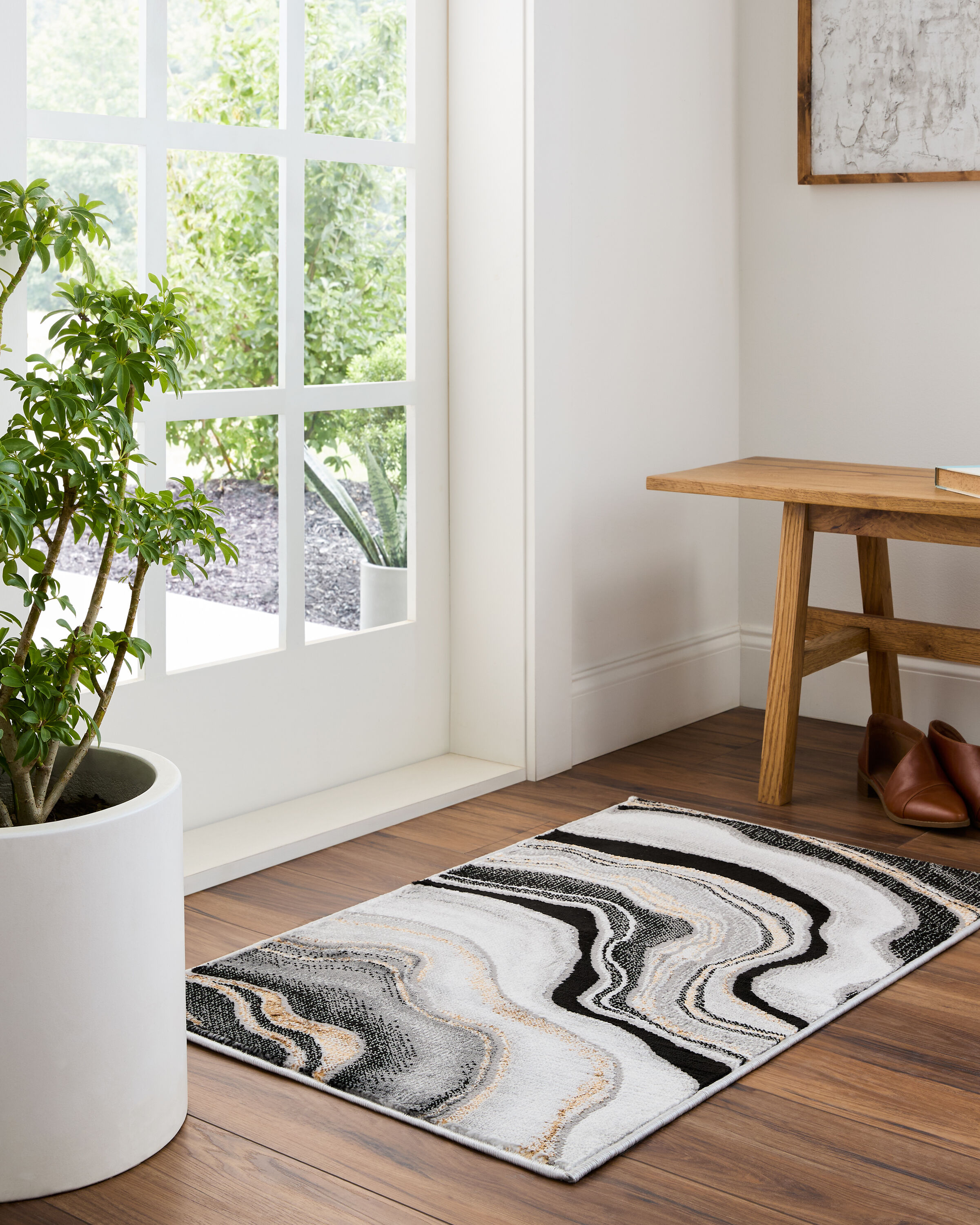 Origin 21 670258 Endless Space 2 x 3 (ft) Loomed Polyester/Polypropylene Onyx Rectangular Indoor Geode Area rug