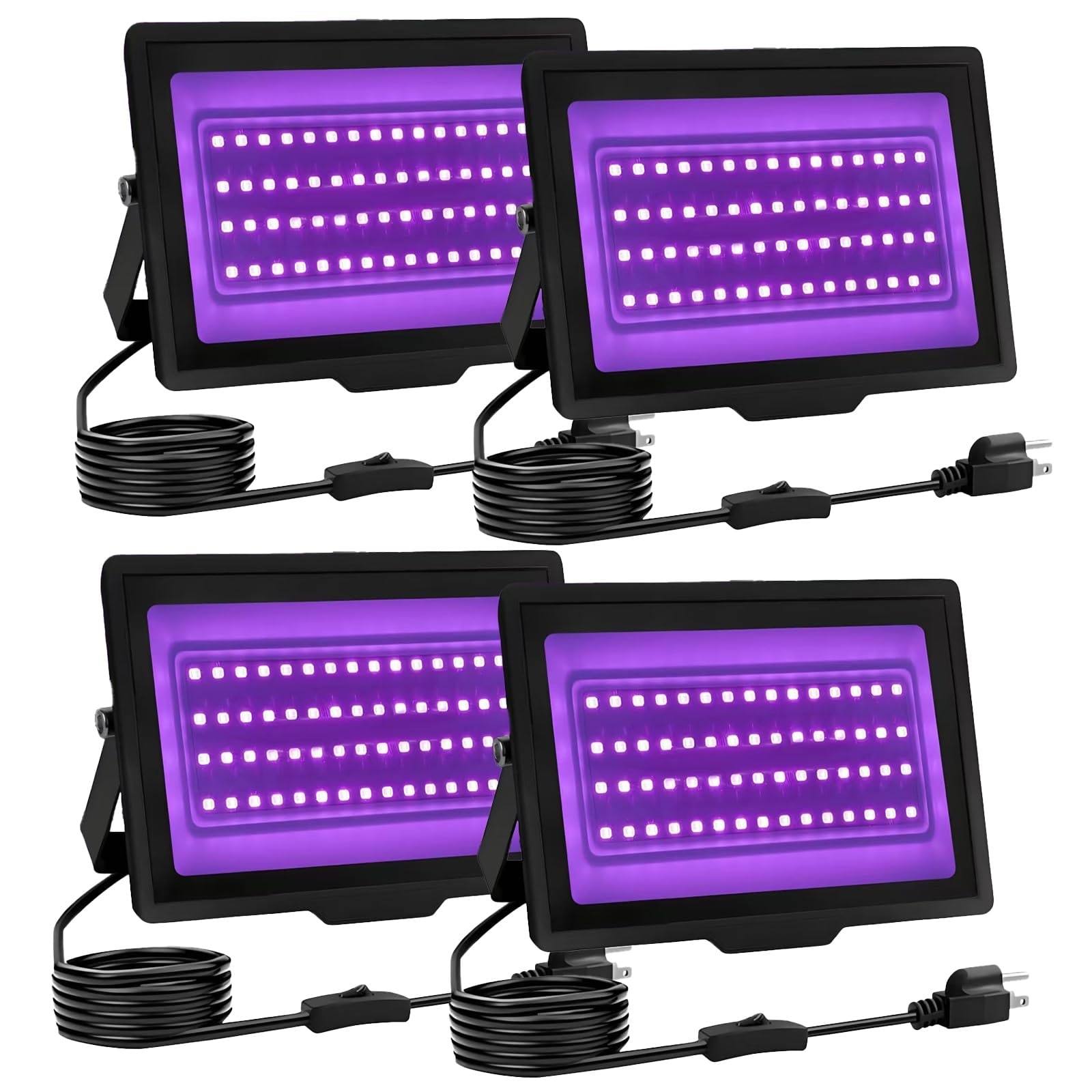 AOIZGMY  UV Light IP66 Waterproof Flood Light with Plug and Switch for Glow Party Halloween Decoration Body Paint Fluorescent Poster 4 Pack 40W