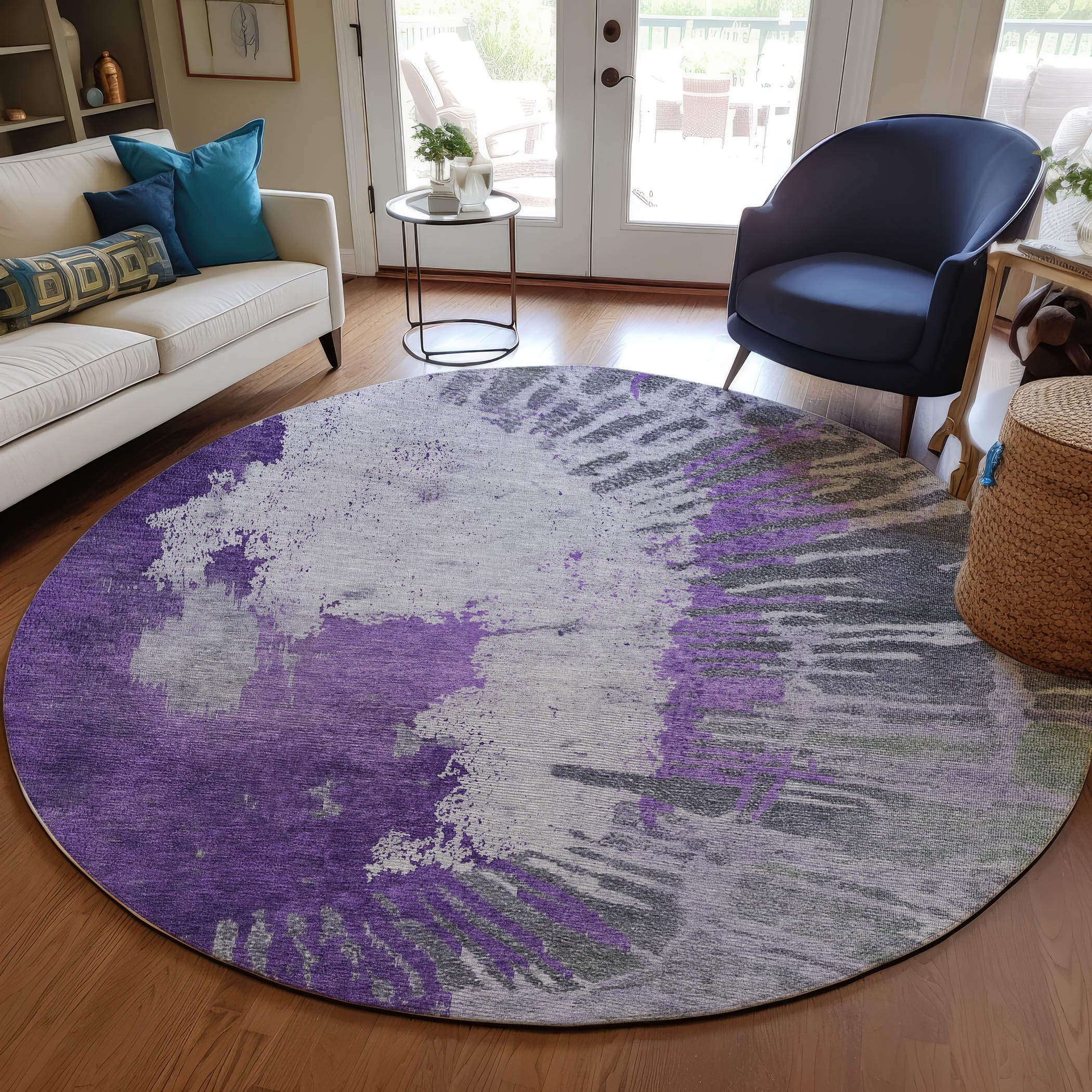 Addison Rugs ACN645PP8RO Chantille ACN645PP 8 x 8 (ft) Polyester Purple Round Indoor/Outdoor Geometric Machine washable Area rug