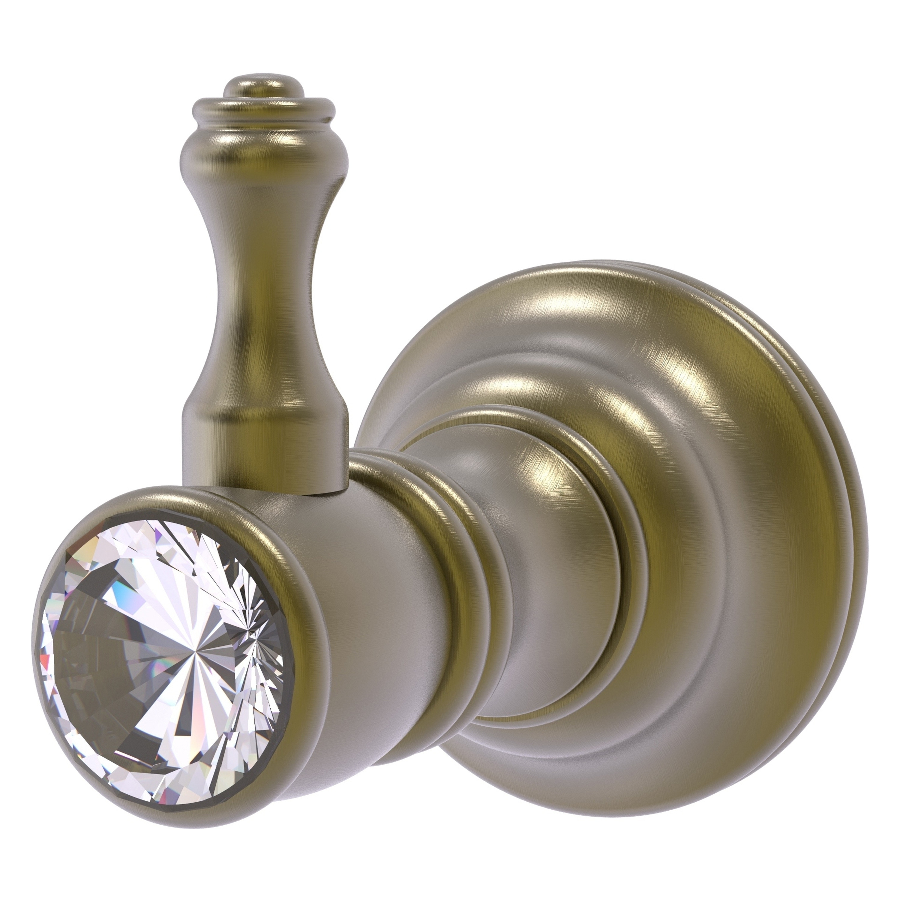 Allied Brass CC-20-ABR Carolina Crystal Antique Brass Single -Hook Wall mount Towel Hook