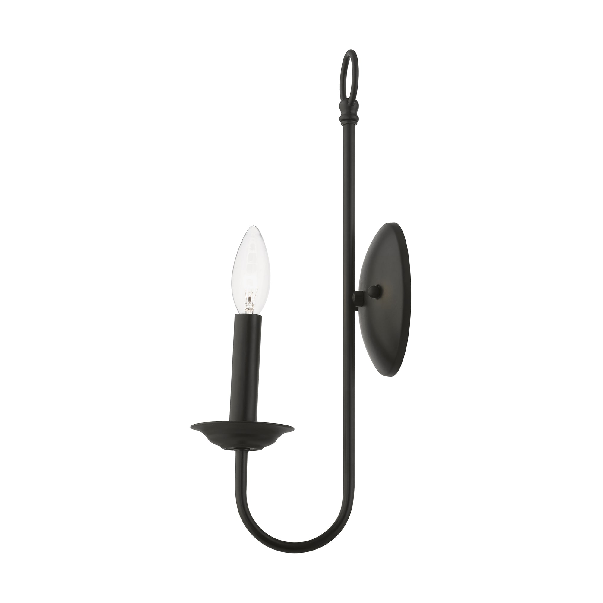 Estate Classical Black Steel Wall Sconce - 16" Height