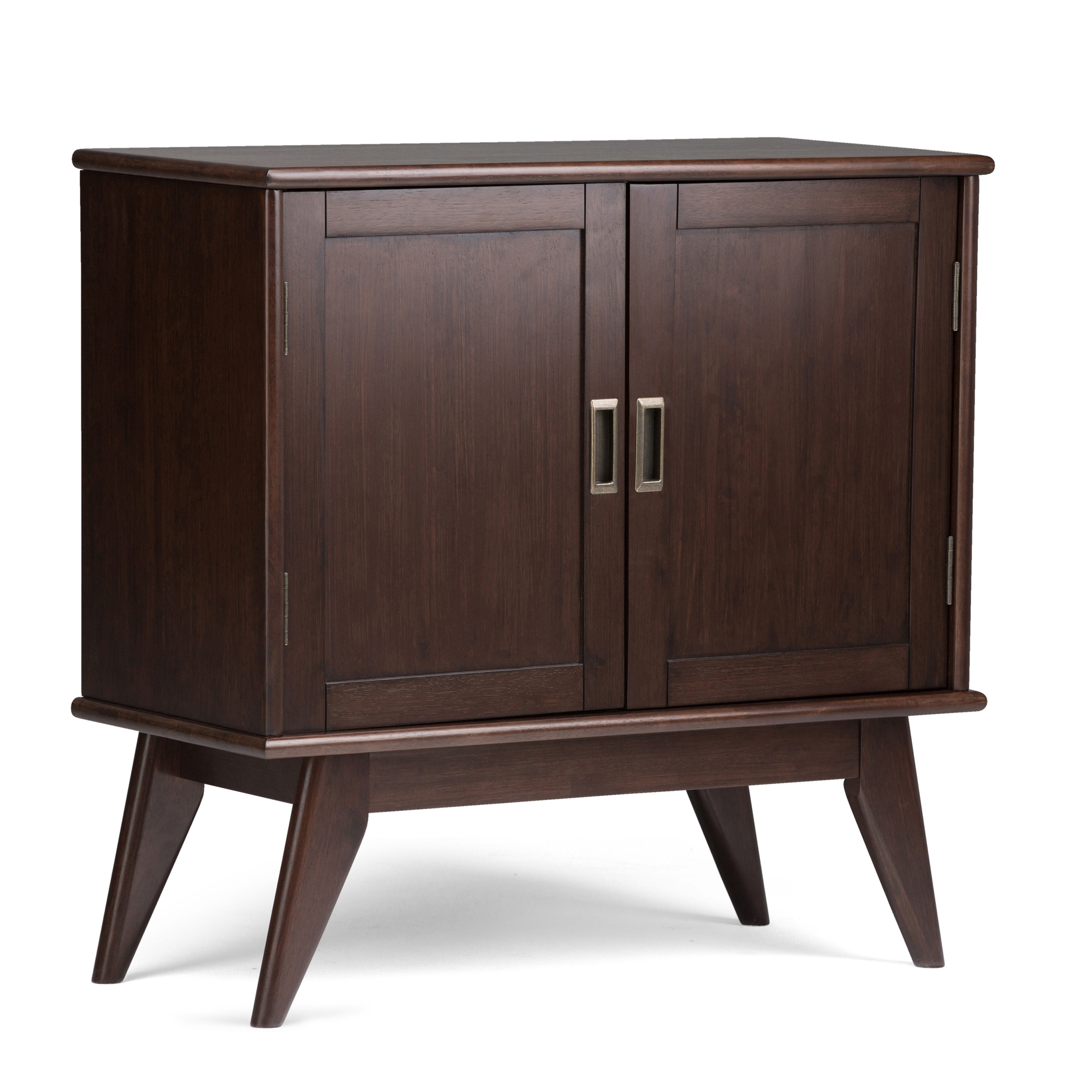 Simpli Home 3AXCDRP-05 Draper Medium Auburn Brown Mid-century Wood Media Cabinet